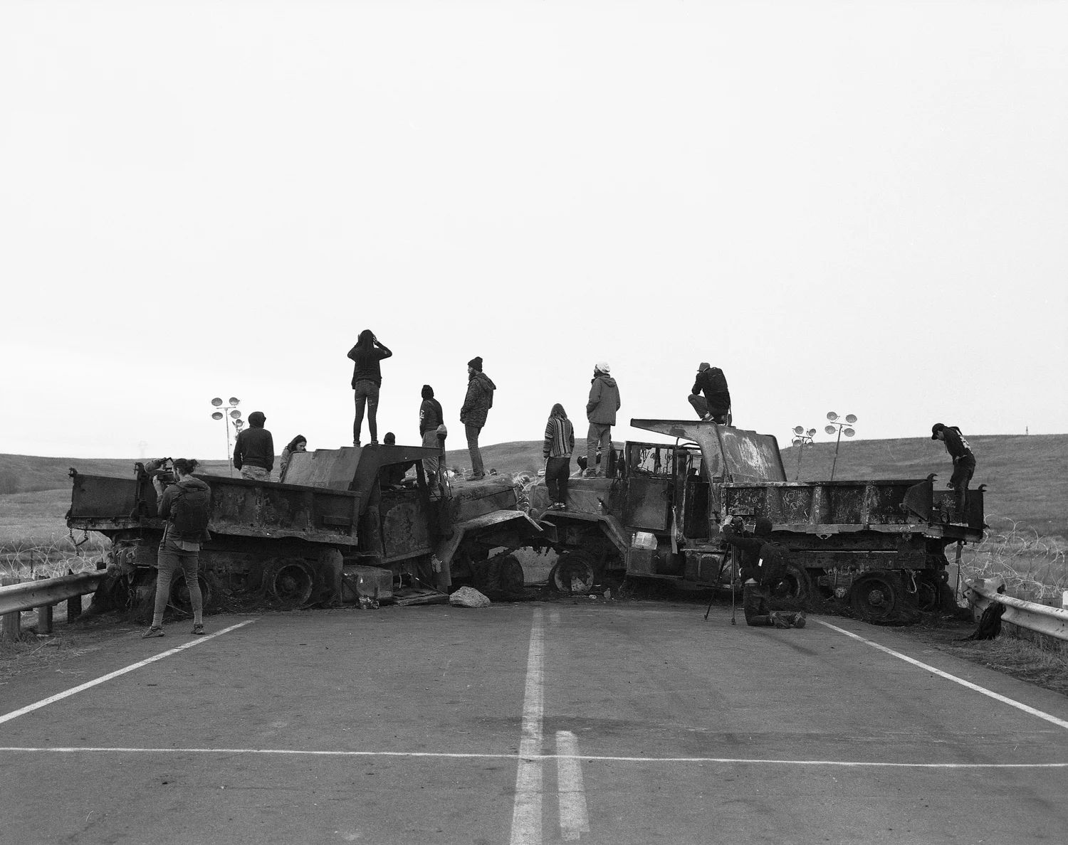 Police Barricade, Cannonball, ND, November 2016 , Andrew Williams