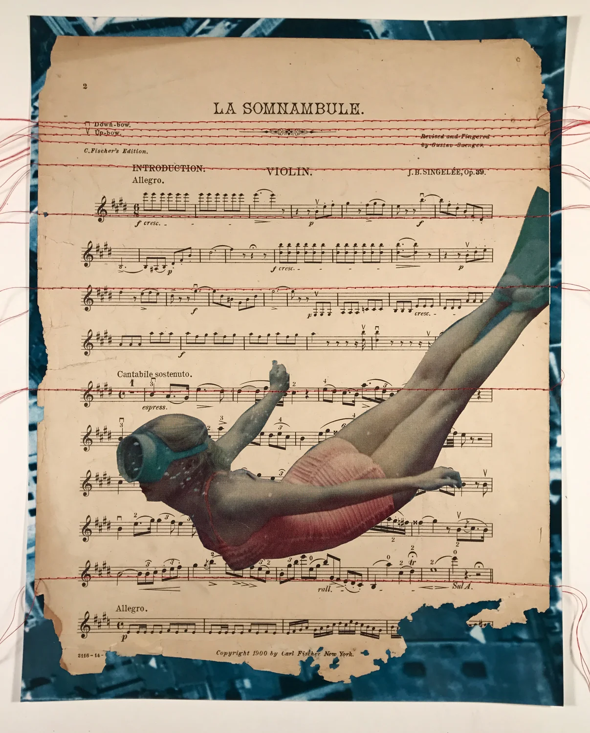 May 5, 2017, La Somnambule (The Sleepwalker) , mixed media collage, 14 x 11