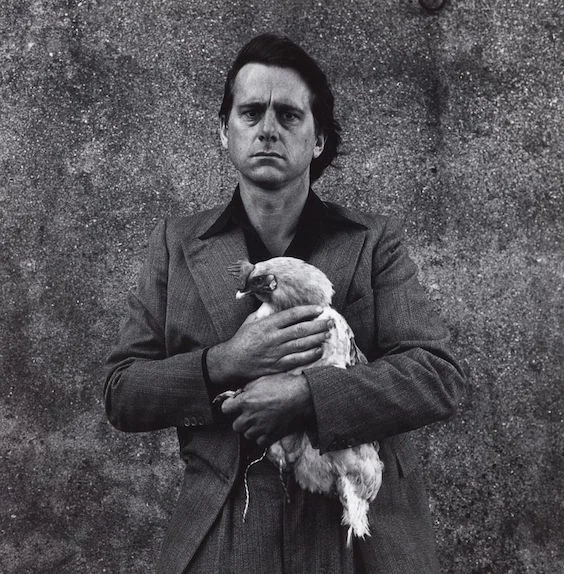 Peter Peryer, Self portrait with Rooster, 1977.