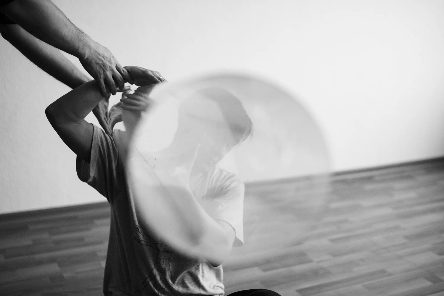 From Memory , Daria Garnik Alexey, who became blind in adulthood, is participant of the creative dancing union "SoBytie". He uses different objects in staging of dance. It helps him to feel better in space.
