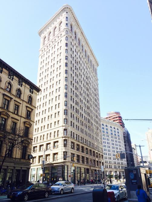 Back of the Flatiron Building, known for its triangular configuration that makes the front look very thin.