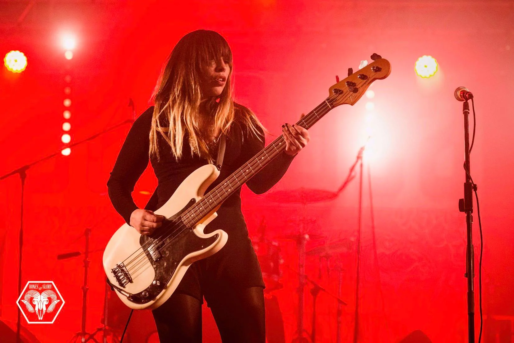 Capsula band live performance official photos psychedelic rock trio coni duchess 
bass
