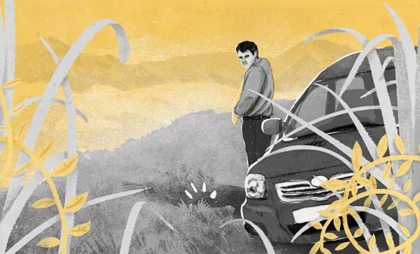 The second image shows a Russian agent picking up a dropped USB drive. This image was done from an actual photo taken of the drop.