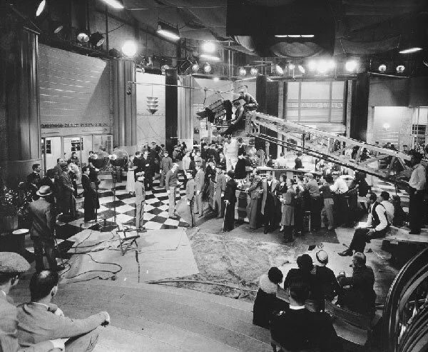 One of the opening shots of the film that show how the whole thing was shot on a set.