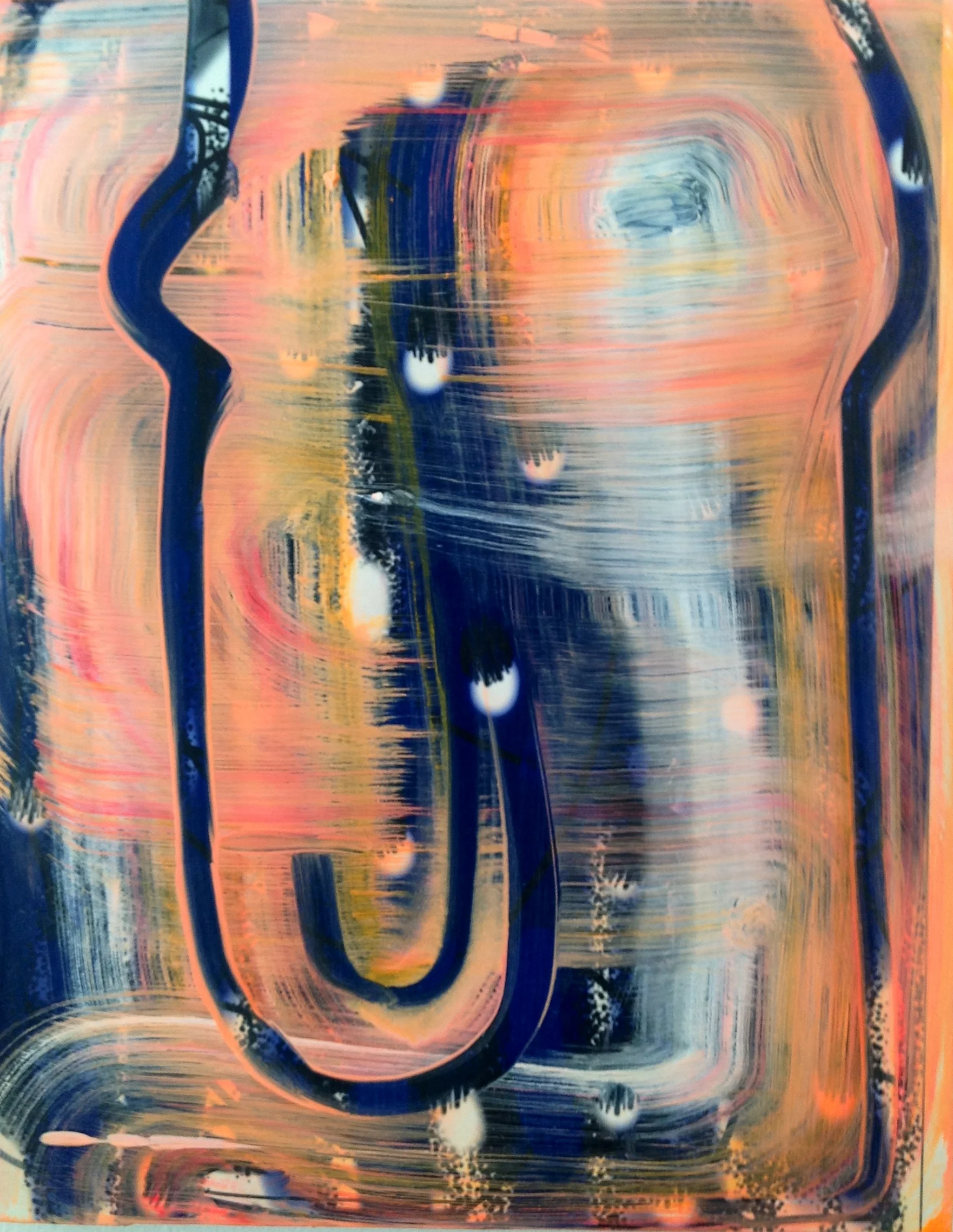 blue line oil, digital print on panel, 14 in. x 11 in. 