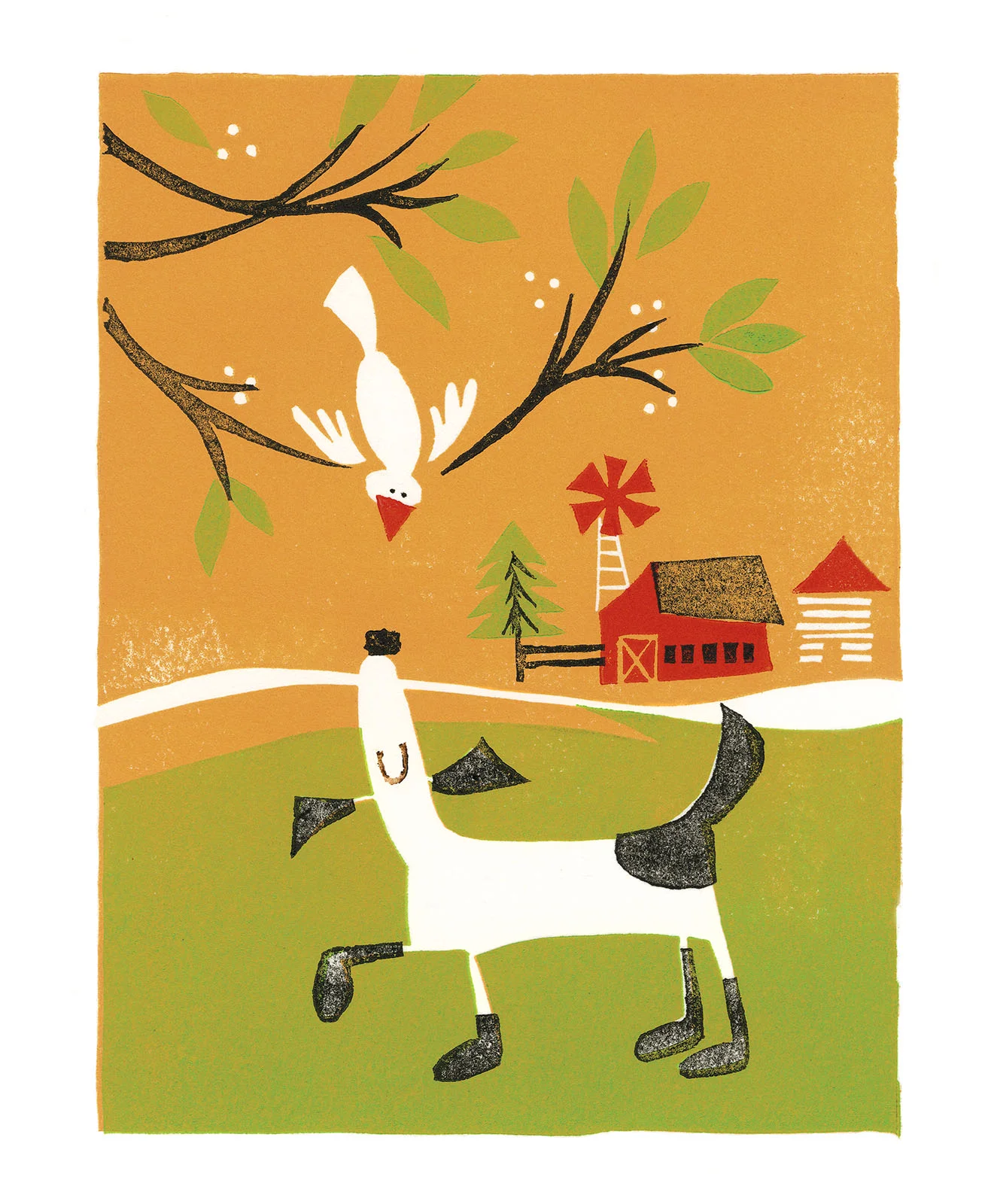 I told editor Janine Vangool I grew up on a picture book-like family farm with lots of animals including a dog named Tippy. Here's Tippy engaging with a slightly cautious bird as she makes her rounds. To see the interview and snaps of my letterpress studio get yourself a copy of Work/Life 3 .