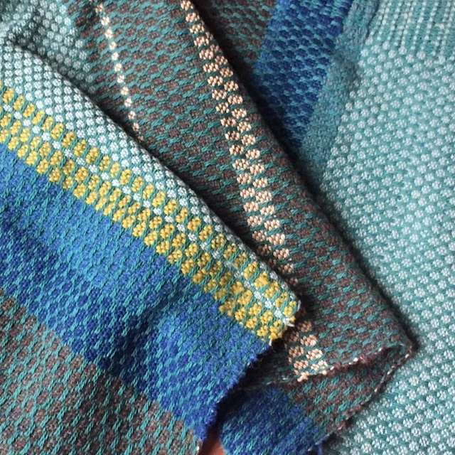  Wool + cotton shawl, woven in a cozy studio next to the sheep’s mountainside paddock (Leicester, NC) 