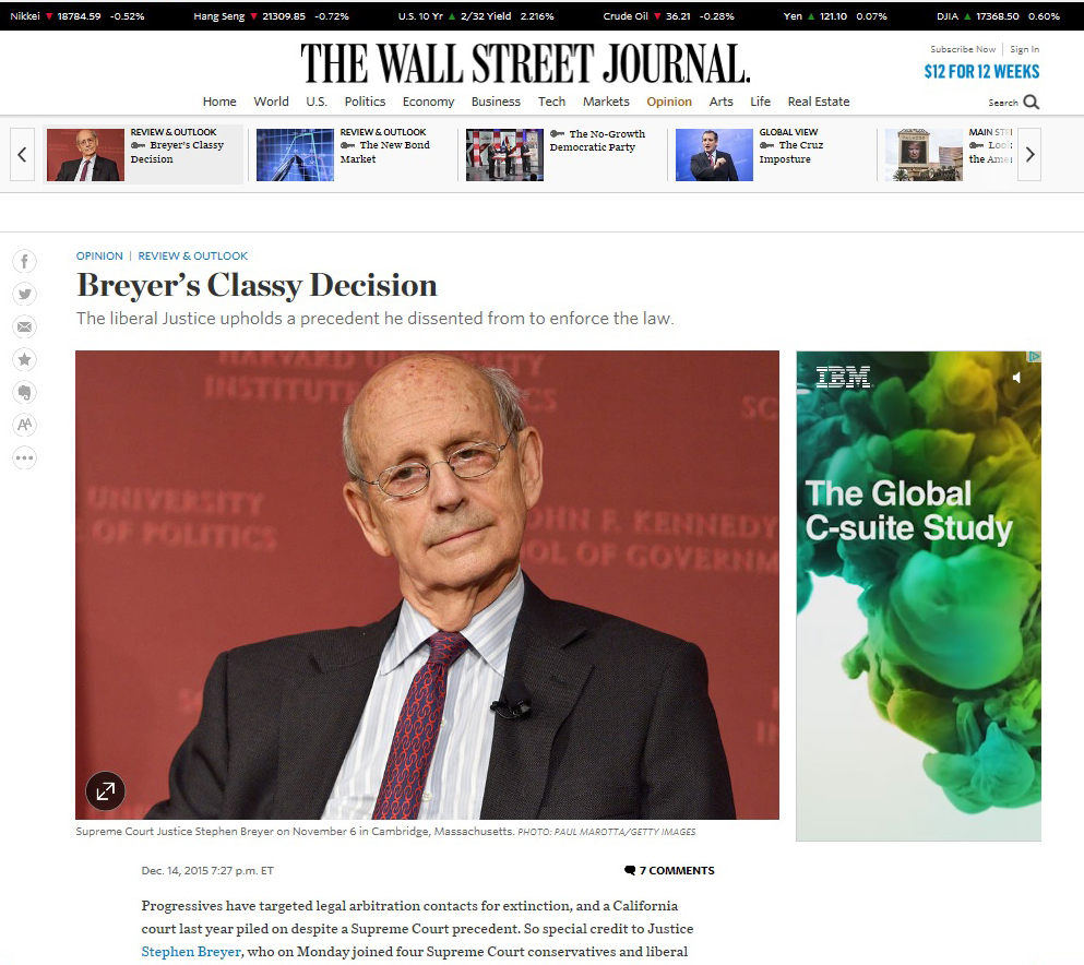 U.S. Supreme Court Justice Stephen Breyer  Wall Street Journal