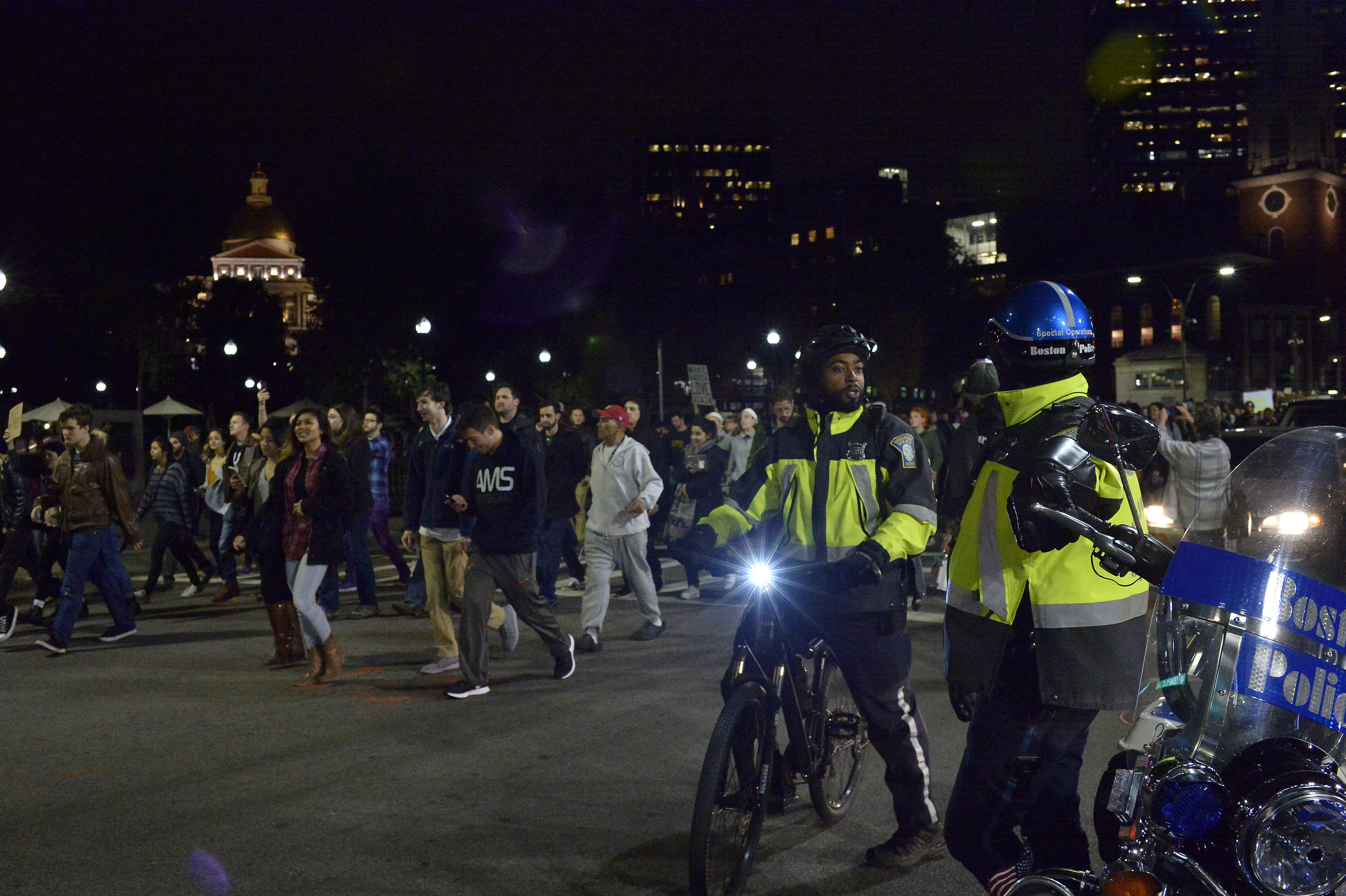  BOSTON, MA November 9, 2016: Boston Police estimate more than 6,000 protestors took part in a rally on Boston Common to protest the election of Republican president-elect Donald J. Trump on Tuesday, November 9, 2016. CR: Paul Marotta, SIPAUSA 