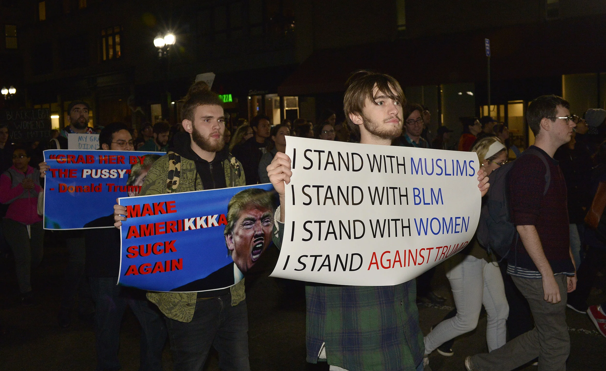 BOSTON, MA November 9, 2016: Boston Police estimate more than 6,000 protestors took part in a rally on Boston Common to protest the election of Republican president-elect Donald J. Trump on Tuesday, November 9, 2016. CR: Paul Marotta, SIPAUSA
