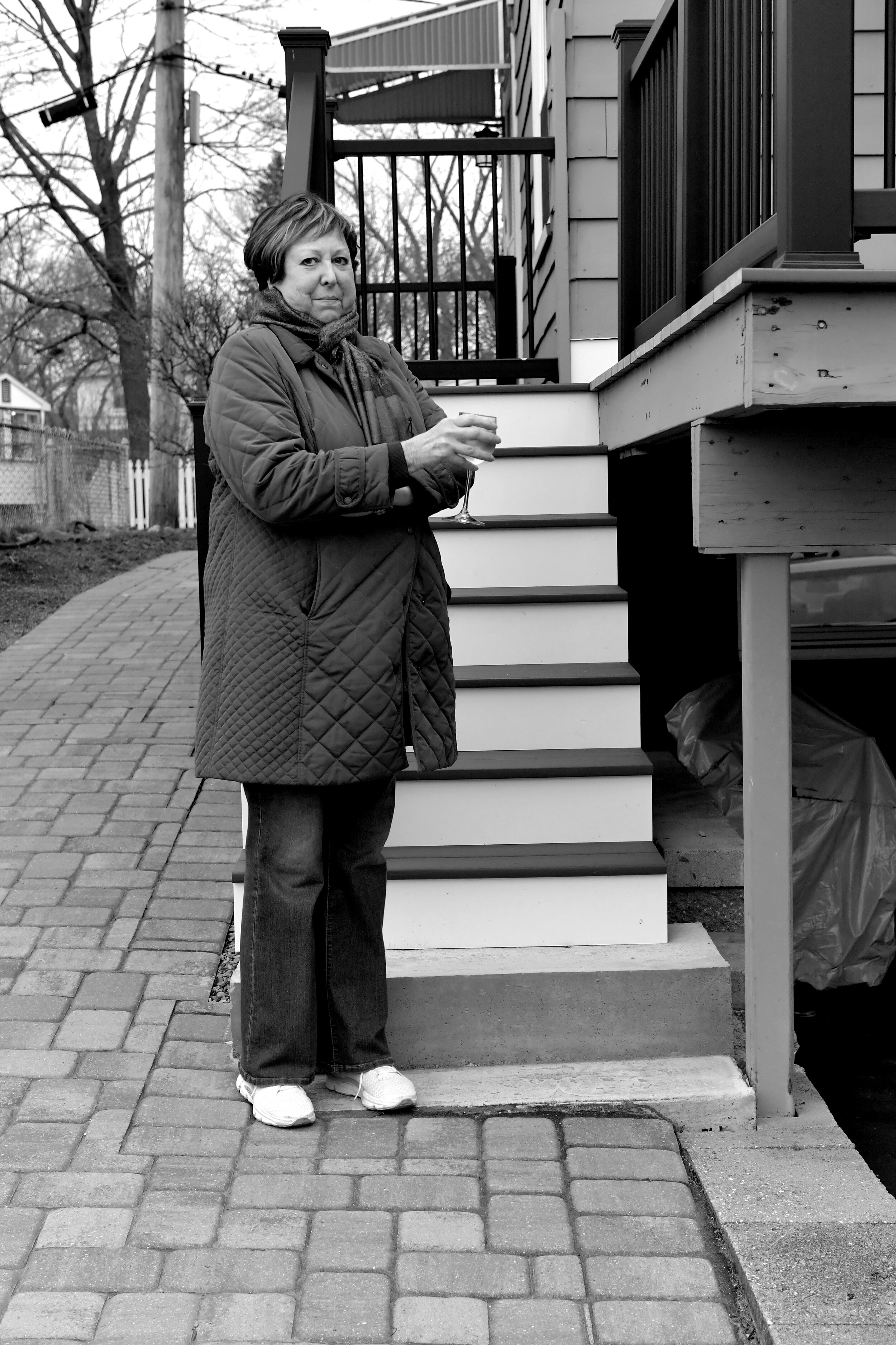   Rita    Rita is in the financial services industry and is standing next to her favorite spot at her house, the deck where she entertains friends regularly during the warmer days of the year. Her new knee replacement surgery has given her new lease 