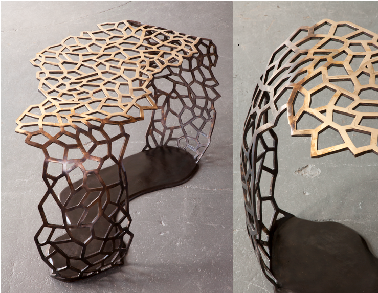 Lattice table made with bronze