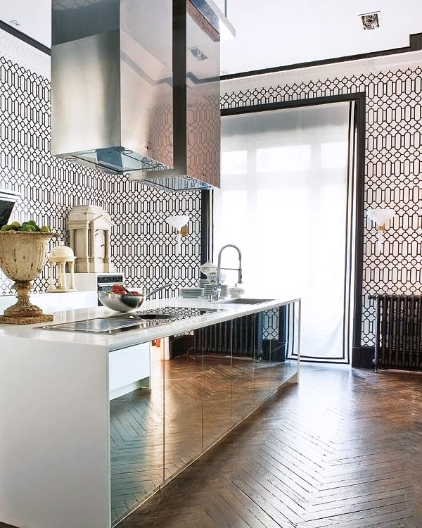 Kitchen cabinet mirrored doors!