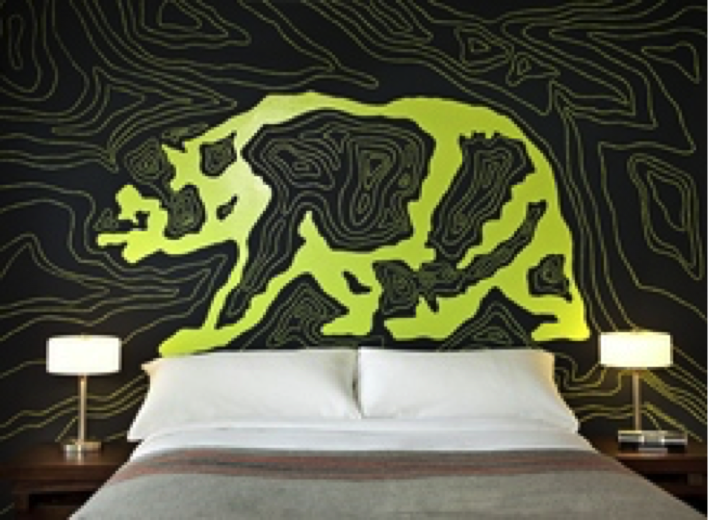 What a great modern approach to cabin decor. 