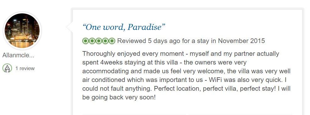 Review from Trip adviser