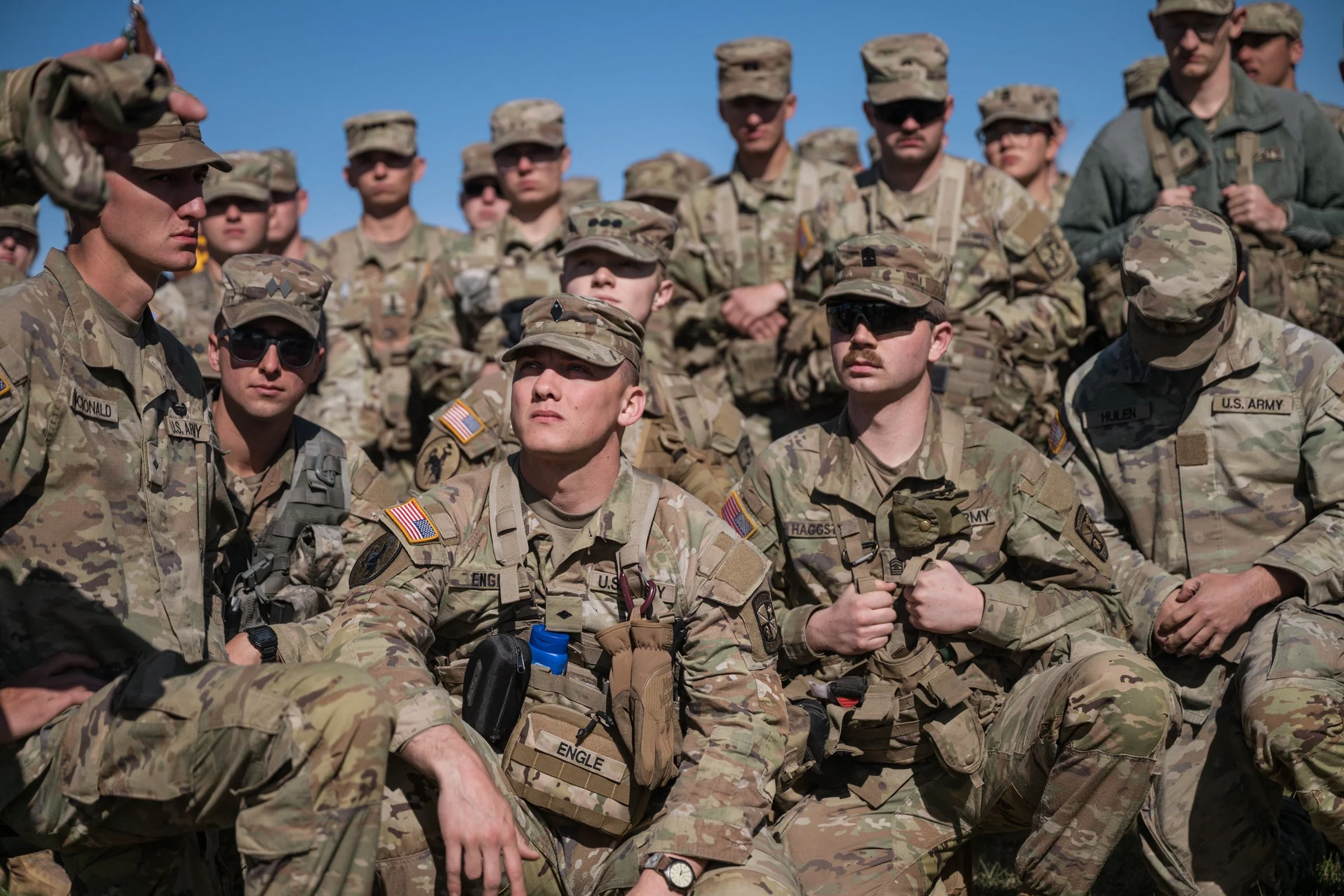University of Wyoming Army ROTC cadets group portrait at Camp Guernsey including senior cadet Ryan Engle April 2025