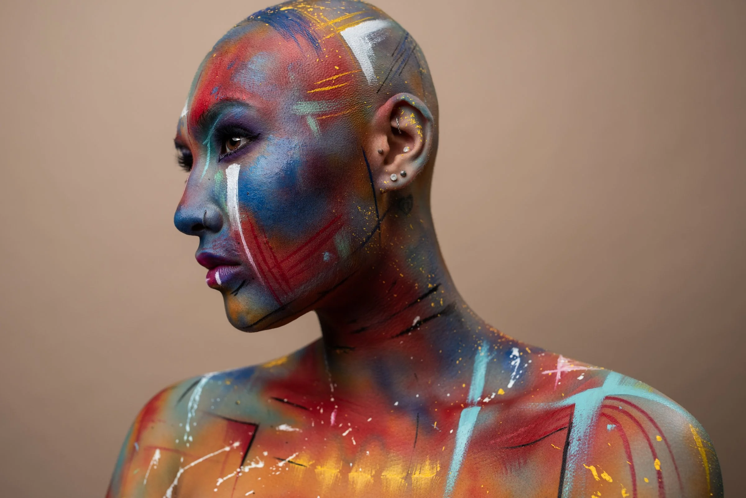 Body paint portrait photography artistic gaze study, Sacramento photographer Tim Engle