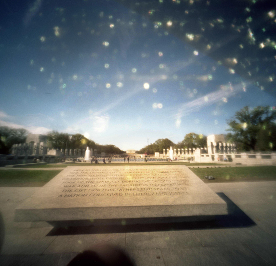 Looking towards the World War II Memorial. Pinhole brings a magic all on it's own.
