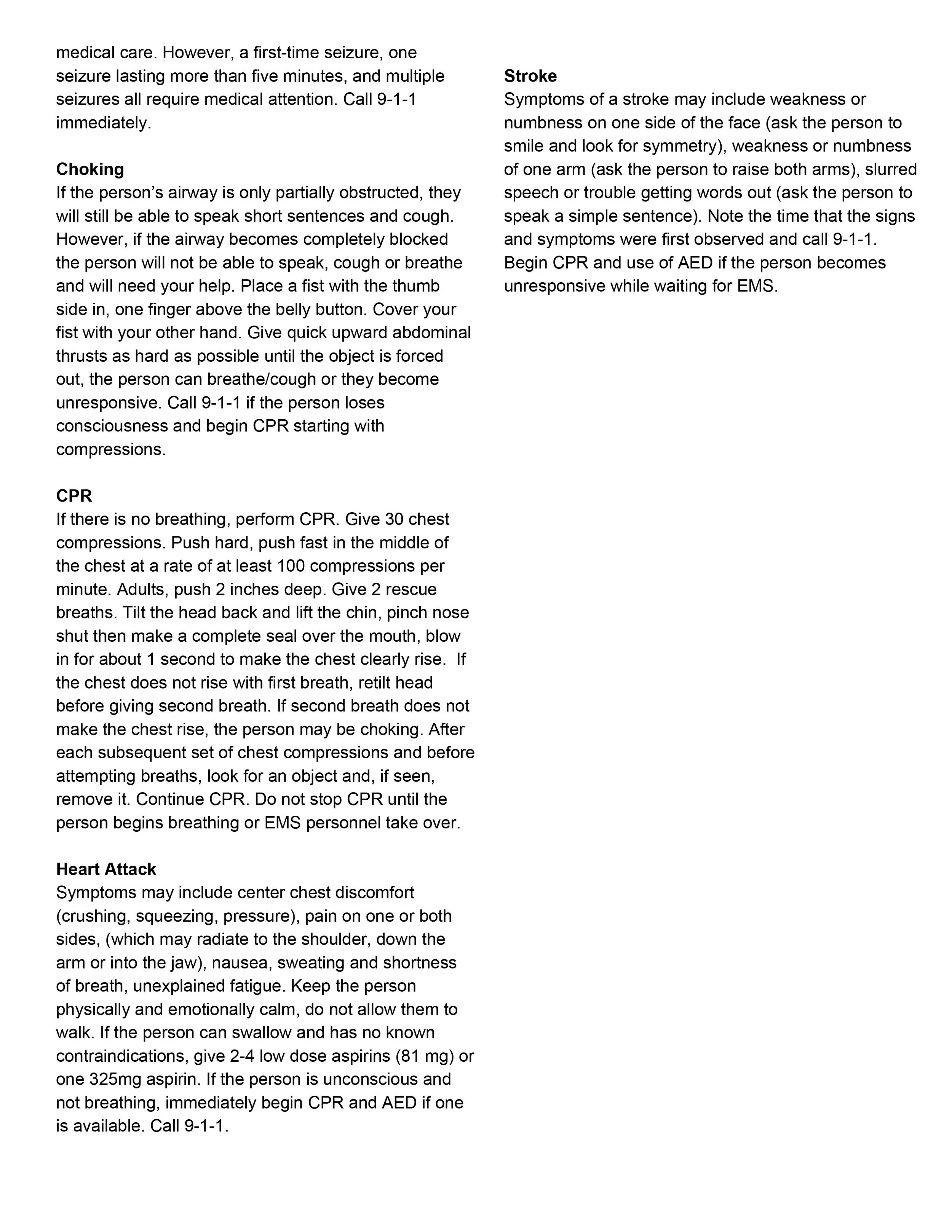 Basic First Aid Guide — The Kurt Caselli Foundation