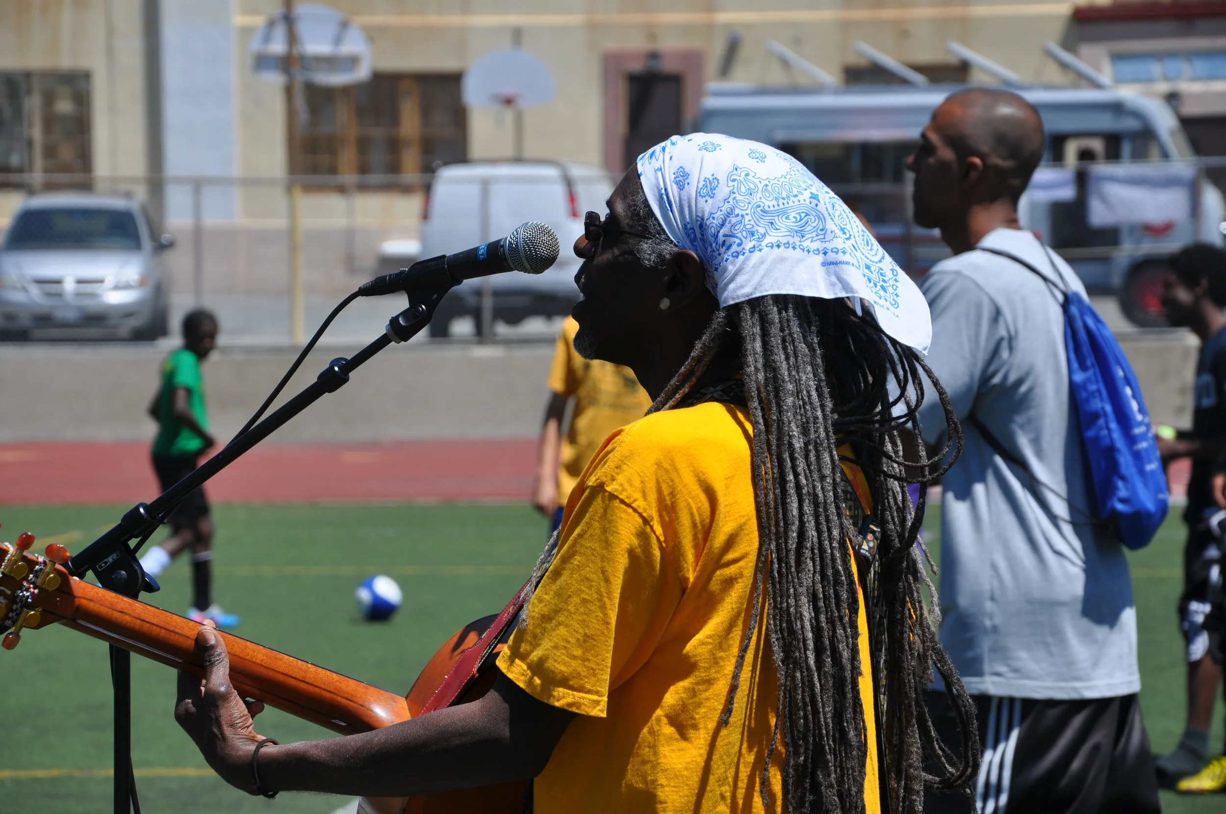 Asheba got all the kids to "Pass the Ball"