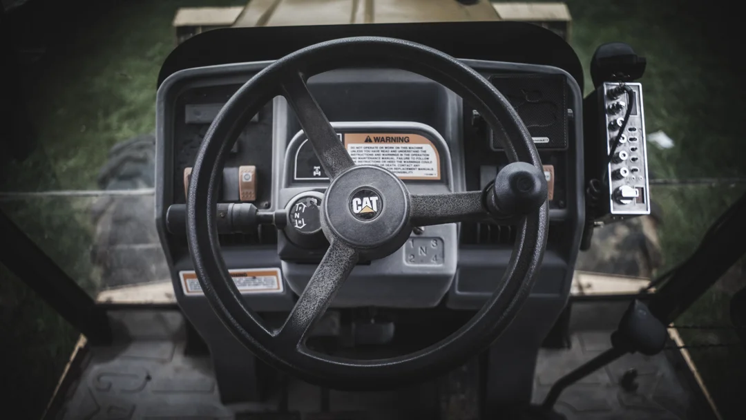 Inside our CAT loader (Photo: Joint Base McGuire-Dix-Lakehurst site work)