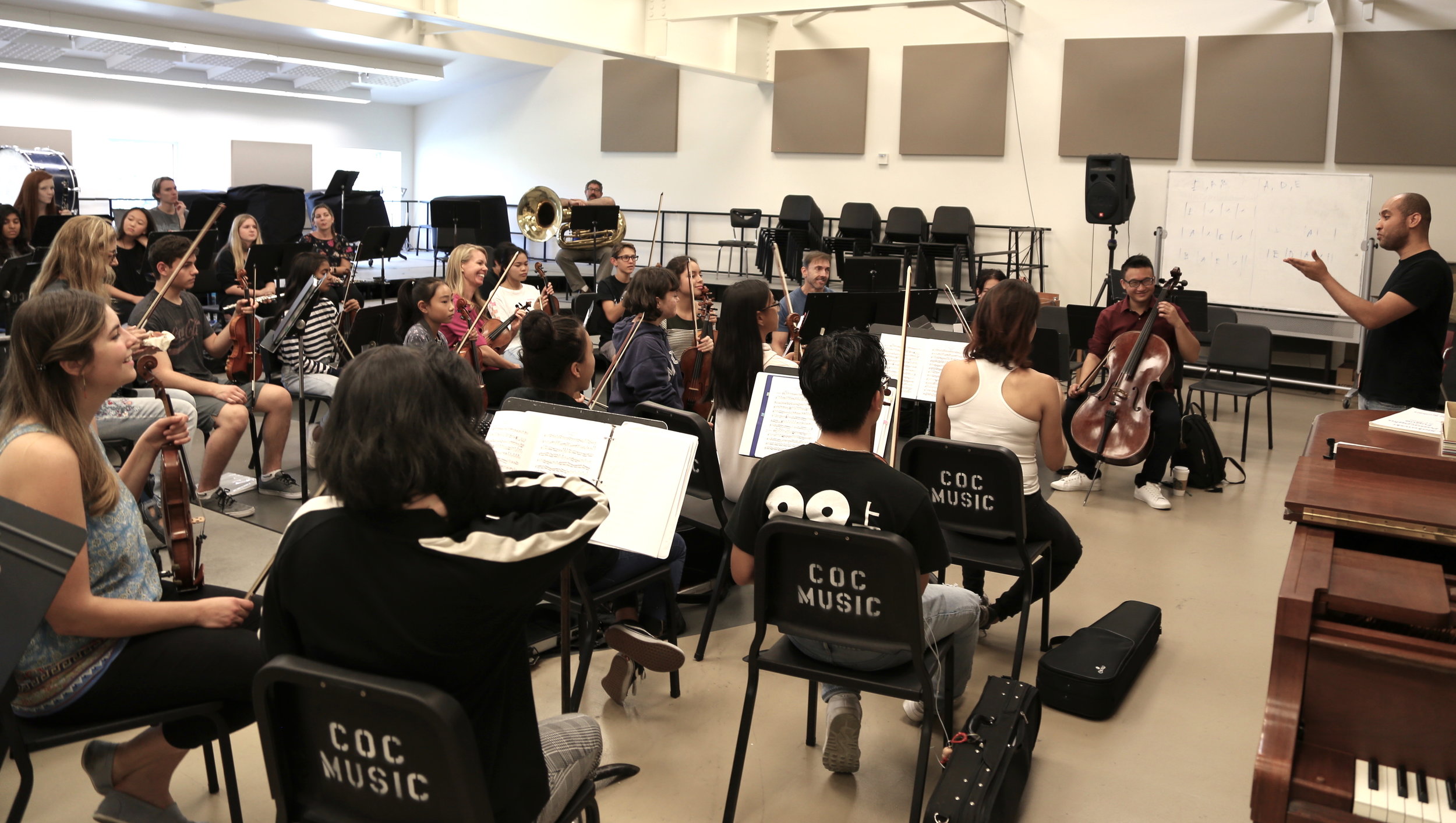 Cheryl Norman-Brick, LA Chamber Orchestra violinist rehearses with advanced ensemble, Novae Sinfonia