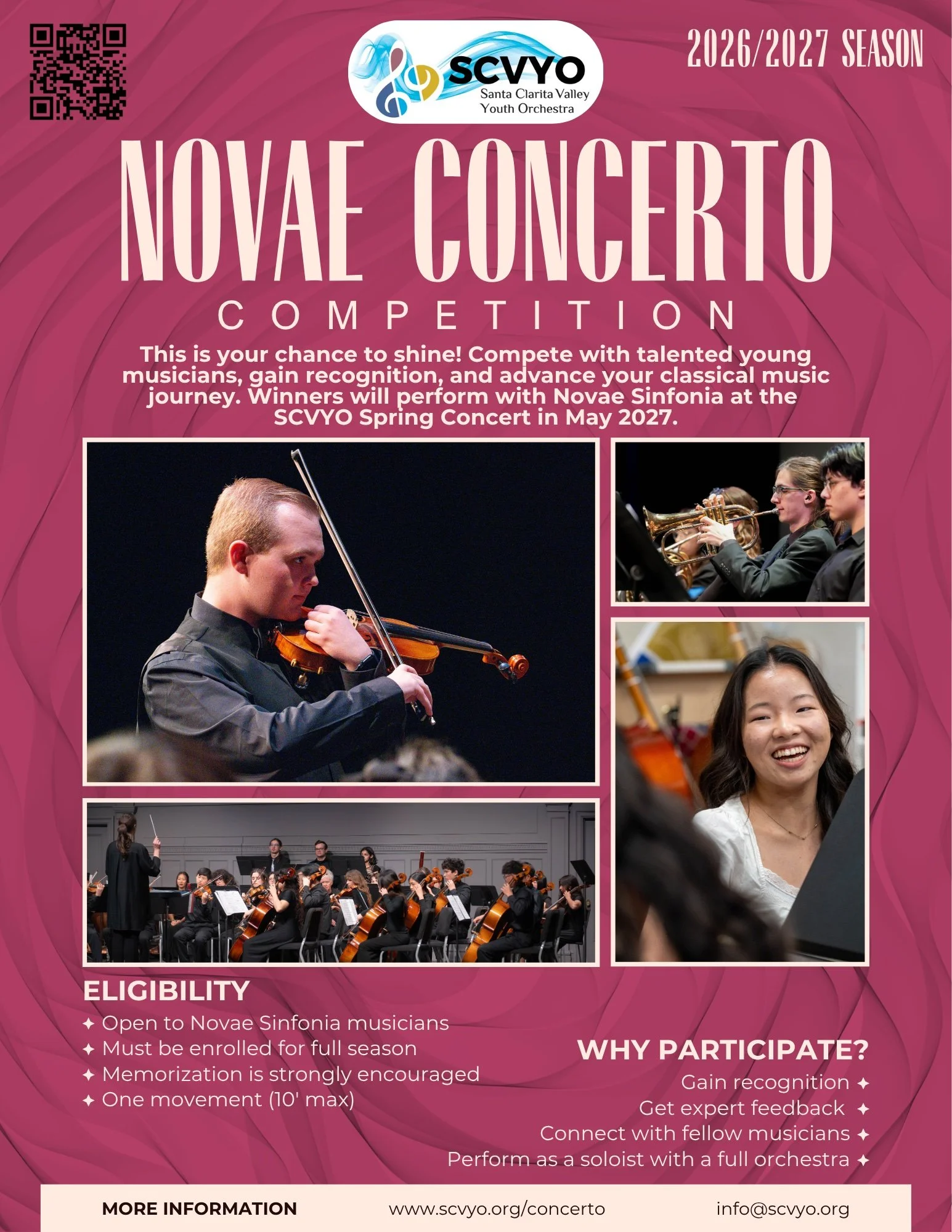 flyer describing novae concerto competition