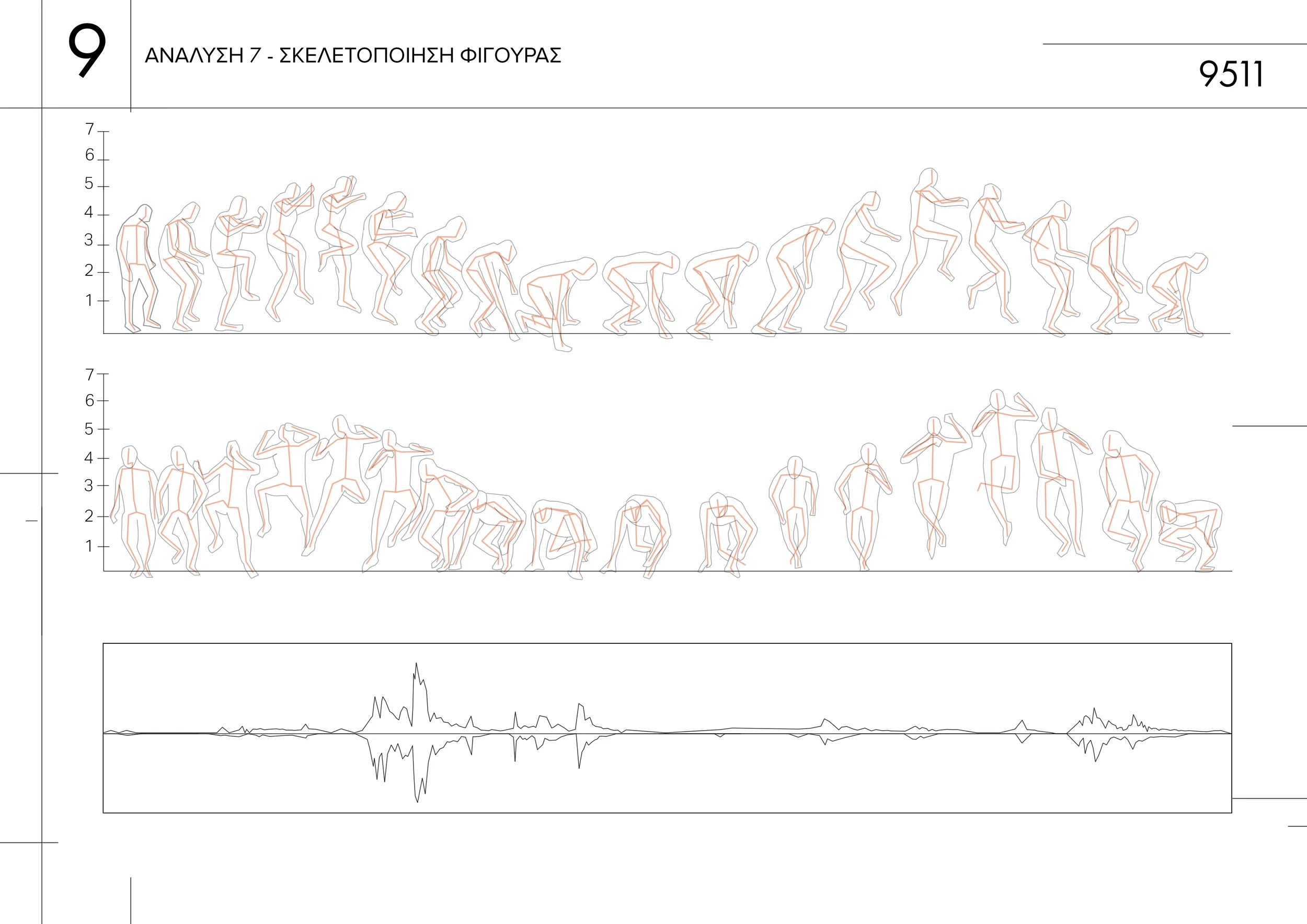 Diagram illustrating the skeletization of the figure carrying out the motion