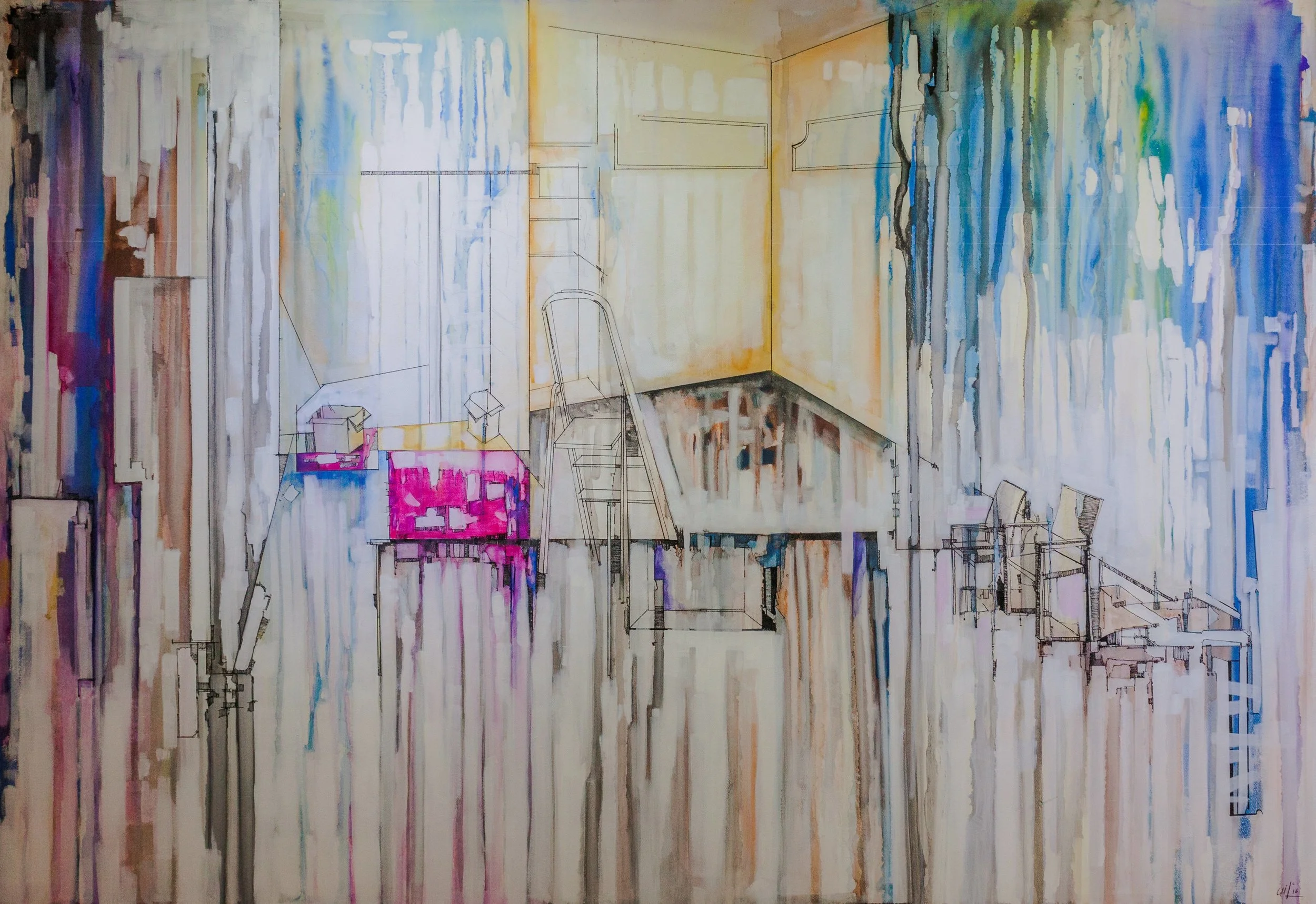 Needful things (145X100cm) Acrylic and ink on canvas (2016)