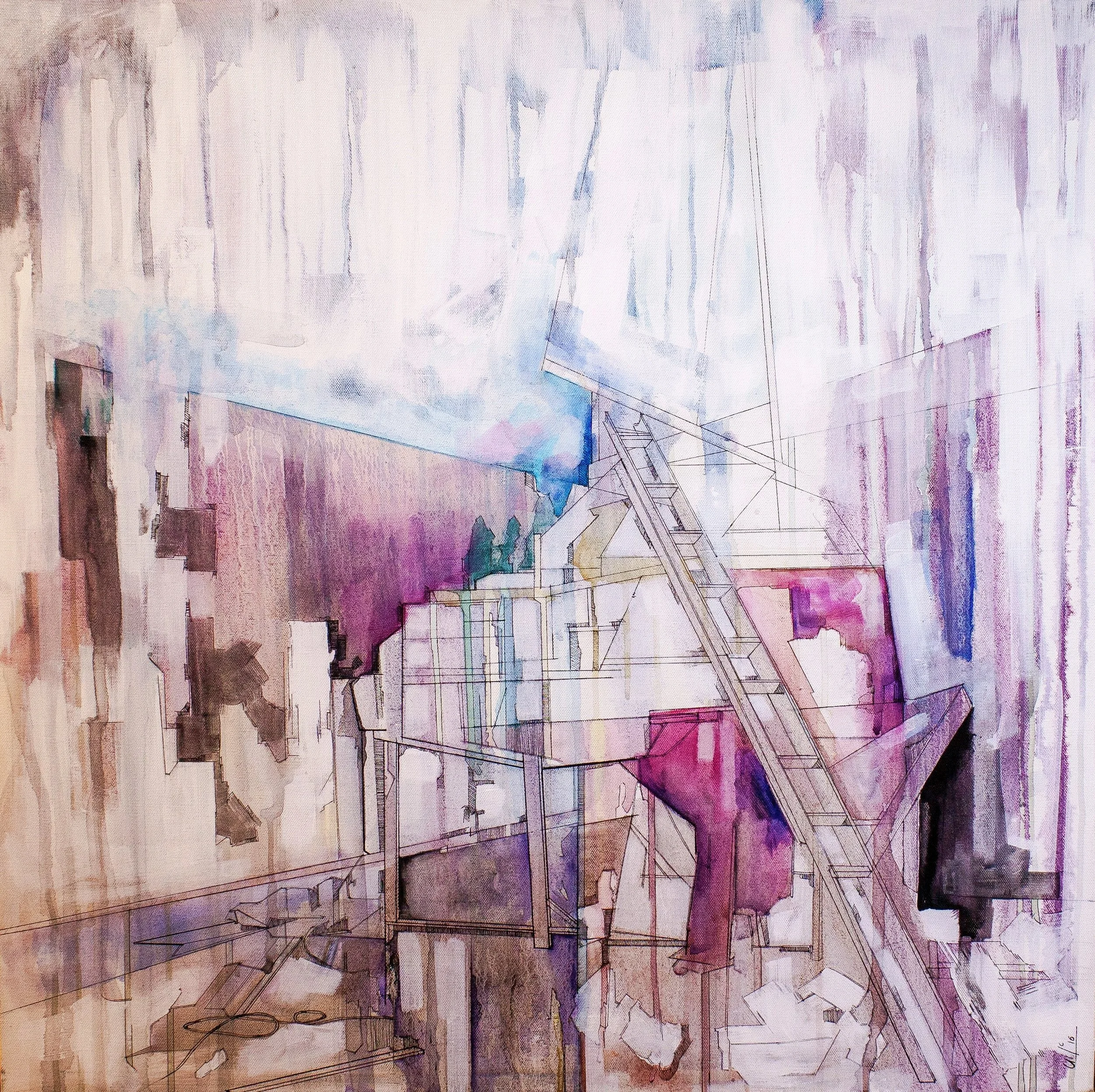 The big slumber II (75X75cm) Oil paint and ink on canvas (2016)