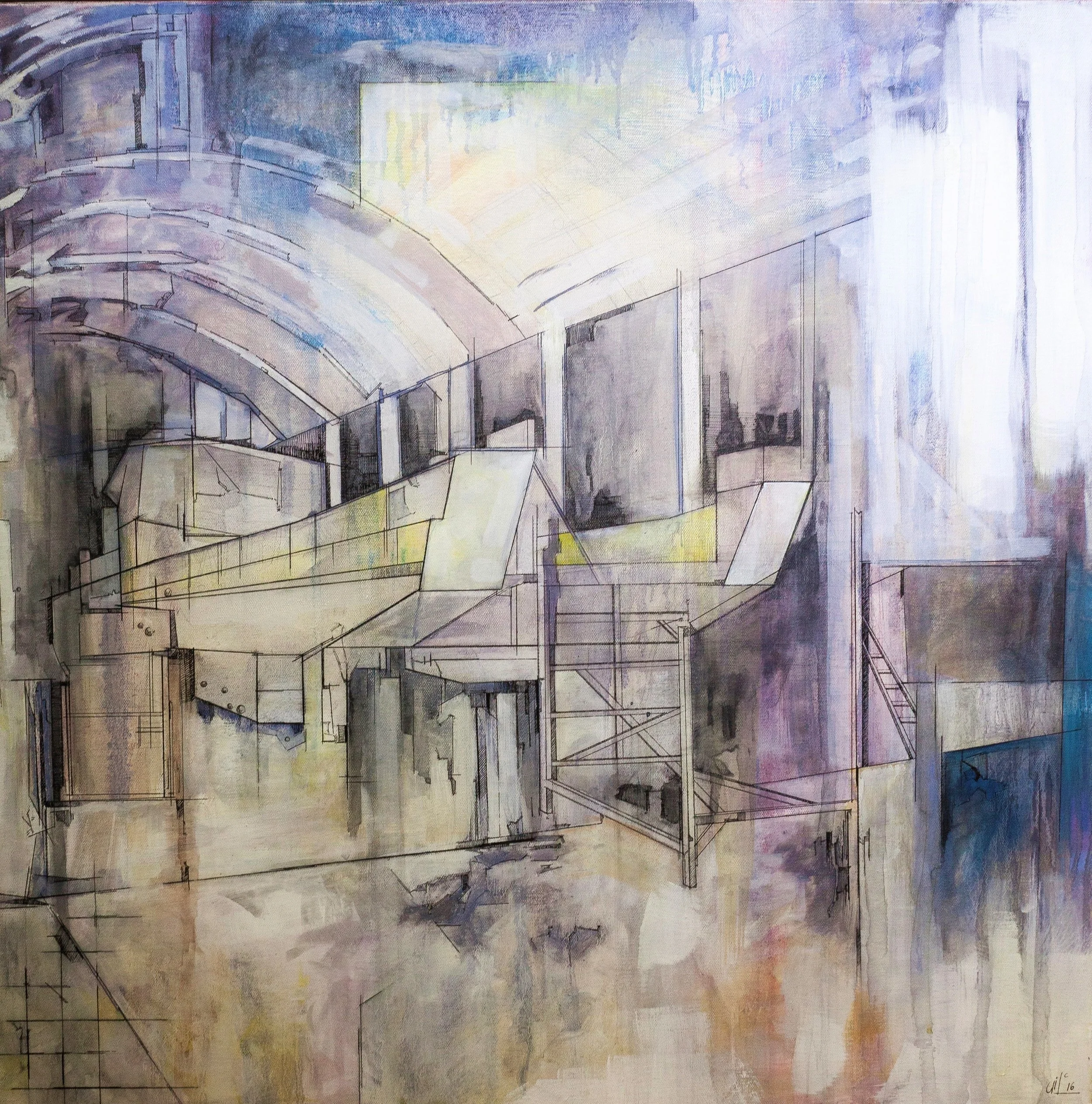 The big slumber I (75X75cm) Oil paint and ink on canvas (2016)