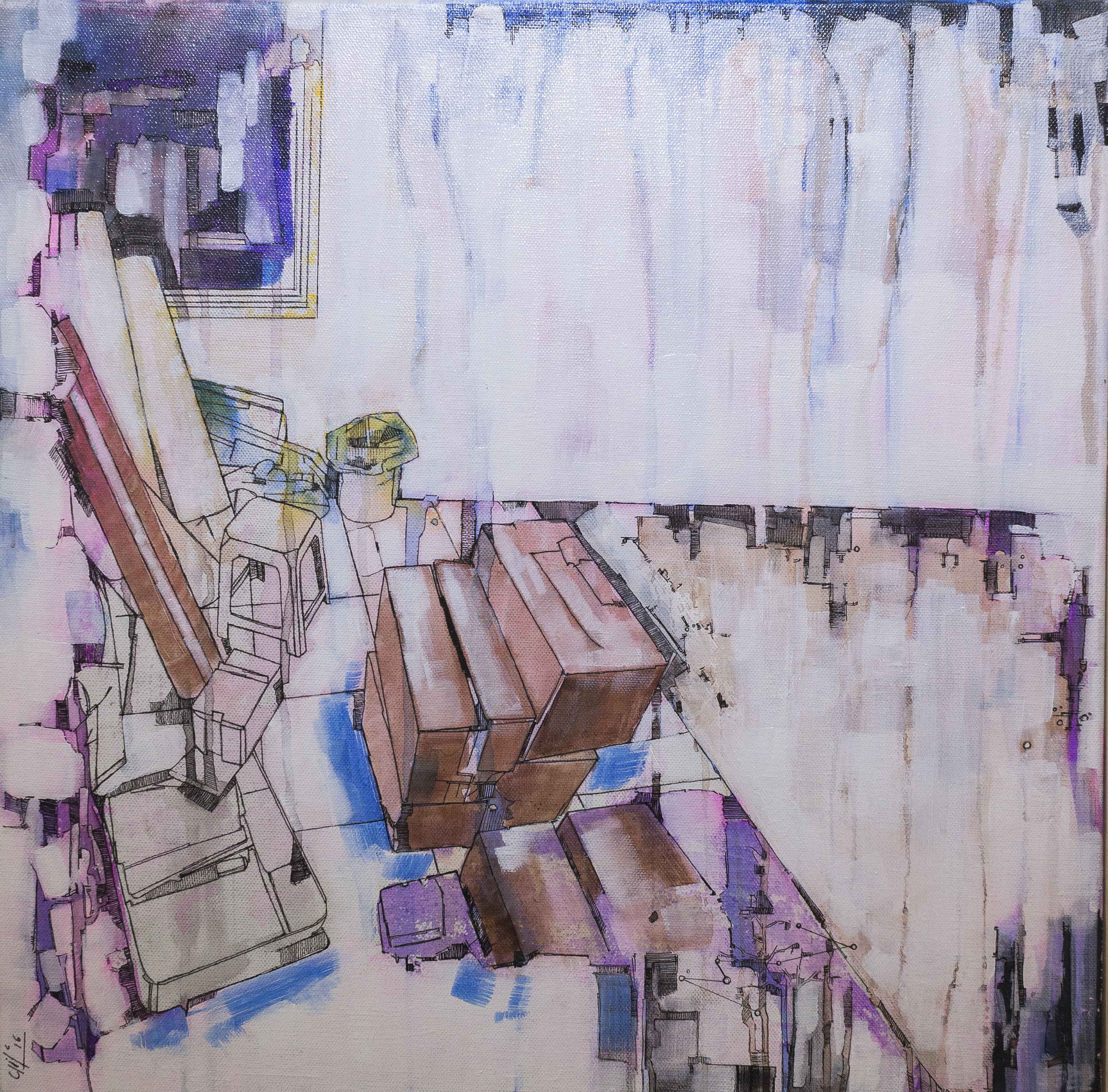 Waiting to be moved (50X50cm) Acrylic and ink on canvas (2016)