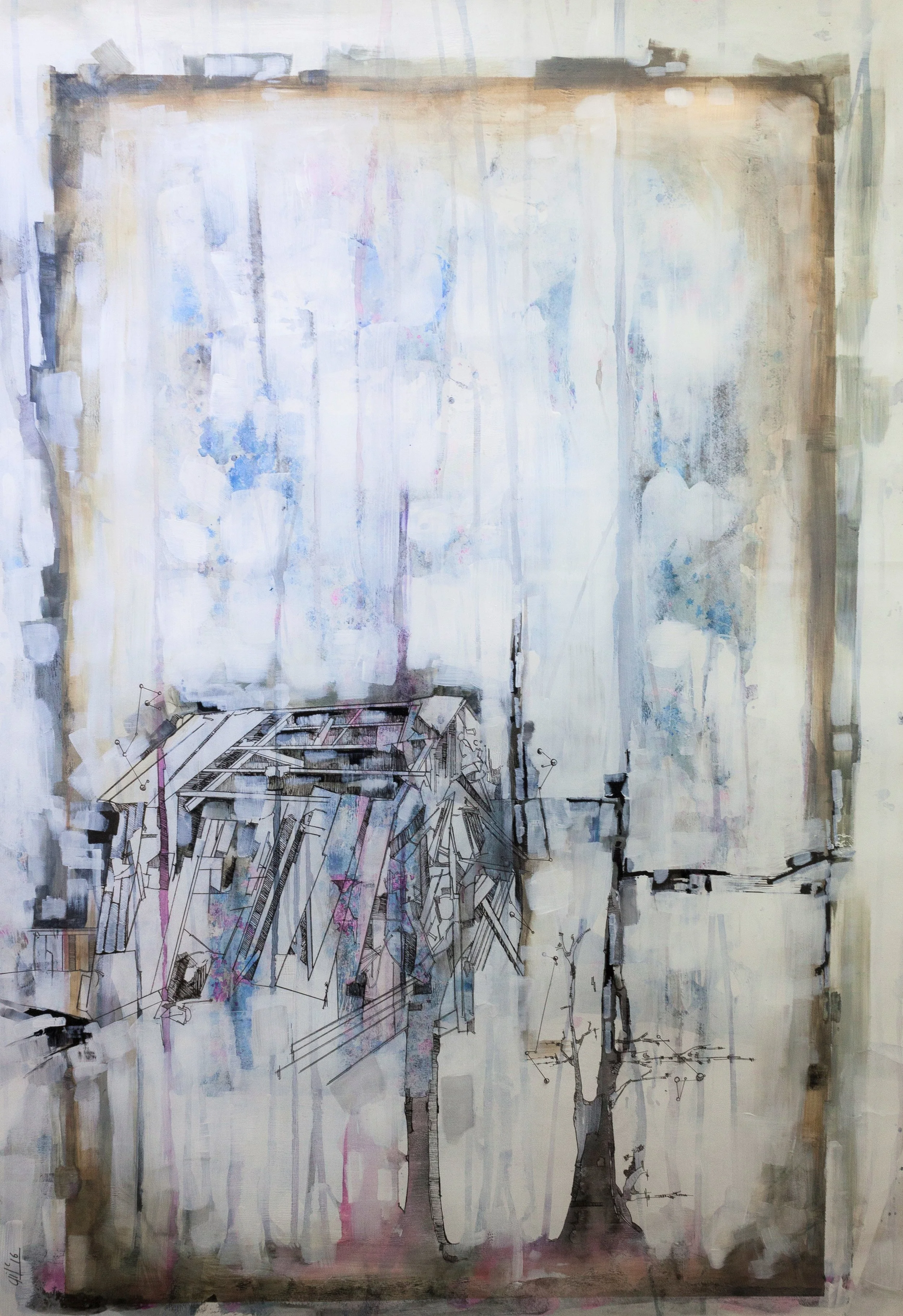 Hide and Seek II (70x90cm) Acrylic and ink on paper (2016)