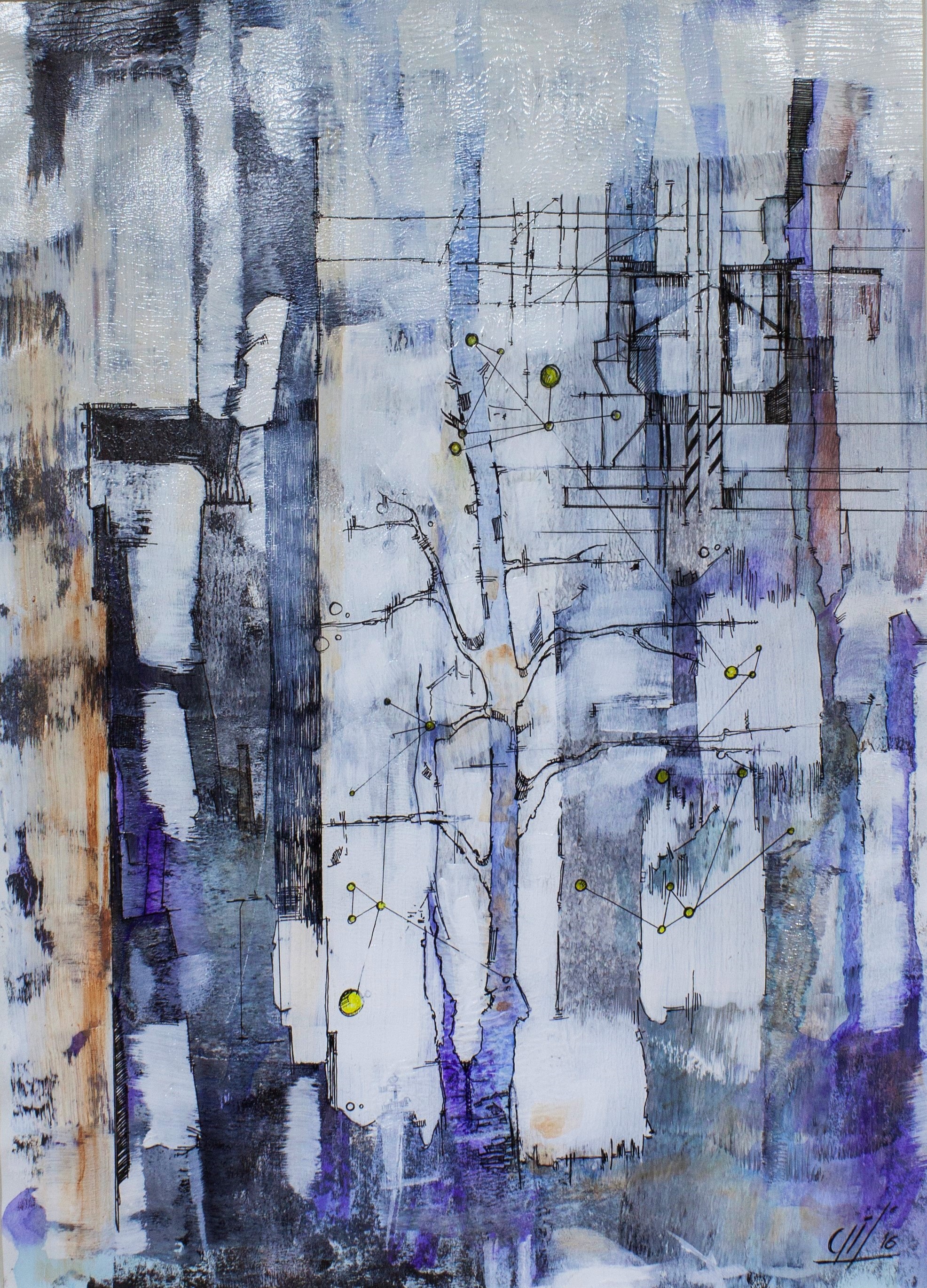 Roadwork I (34X25) Acrylic and ink on paper (2016)