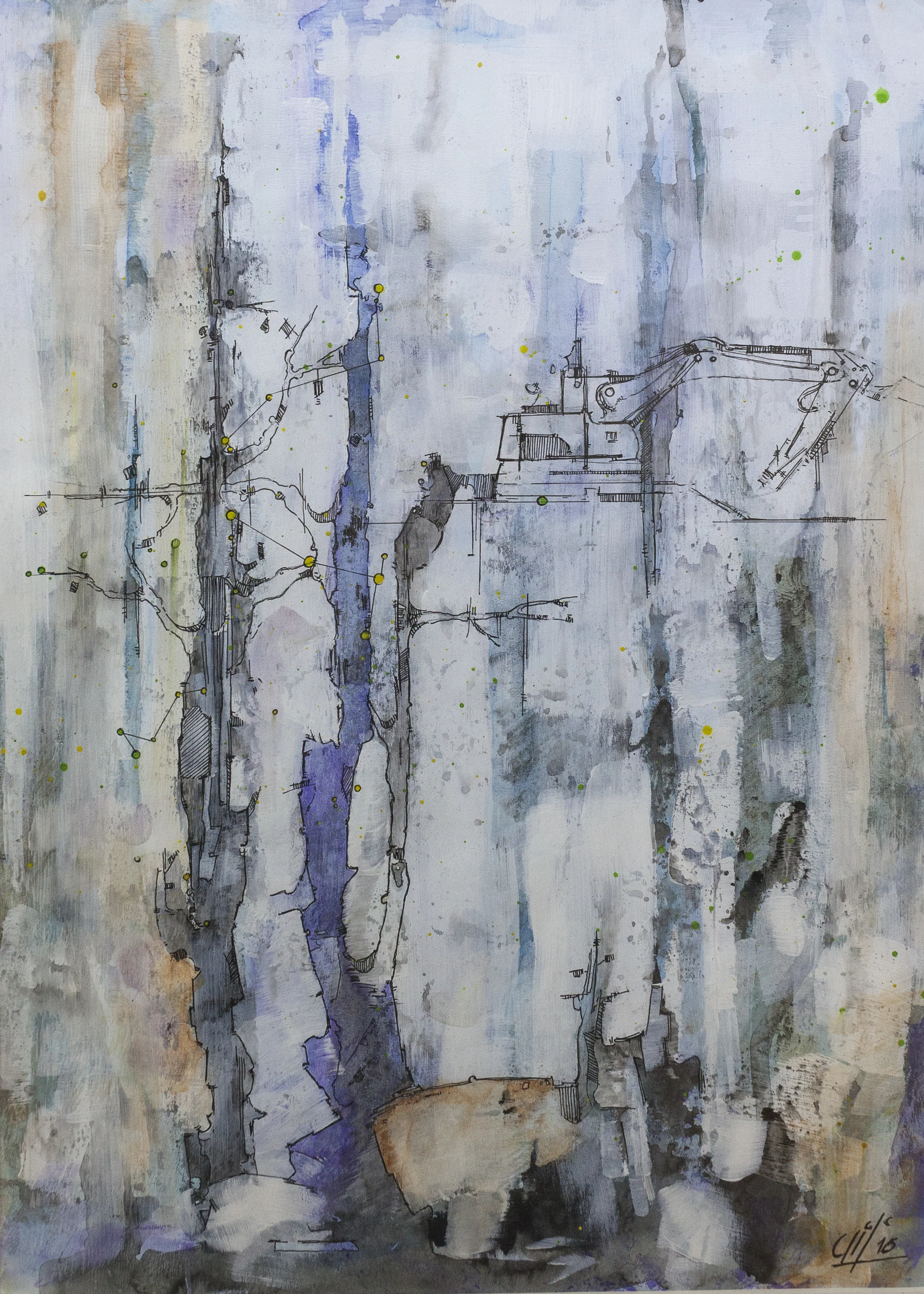 Roadwork I (34X25) Acrylic and ink on paper (2016)