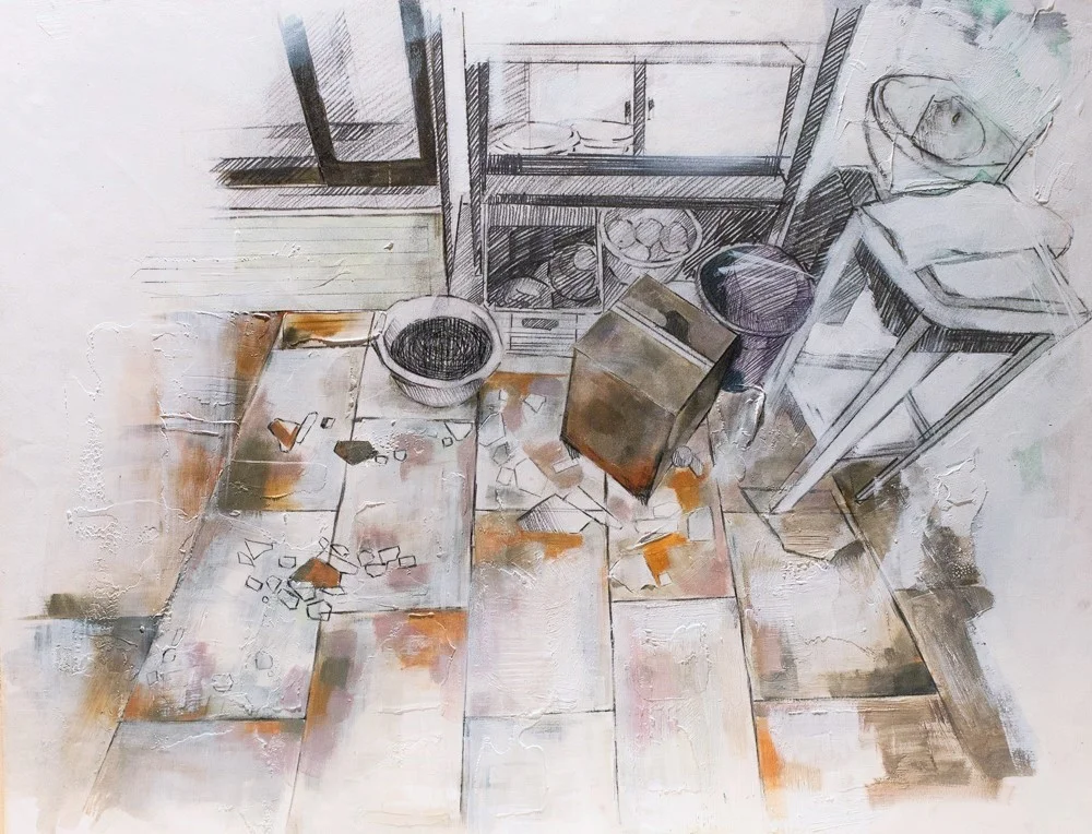 "Aftermath 2" (54x42cm) Mixed Media on Paper 2014