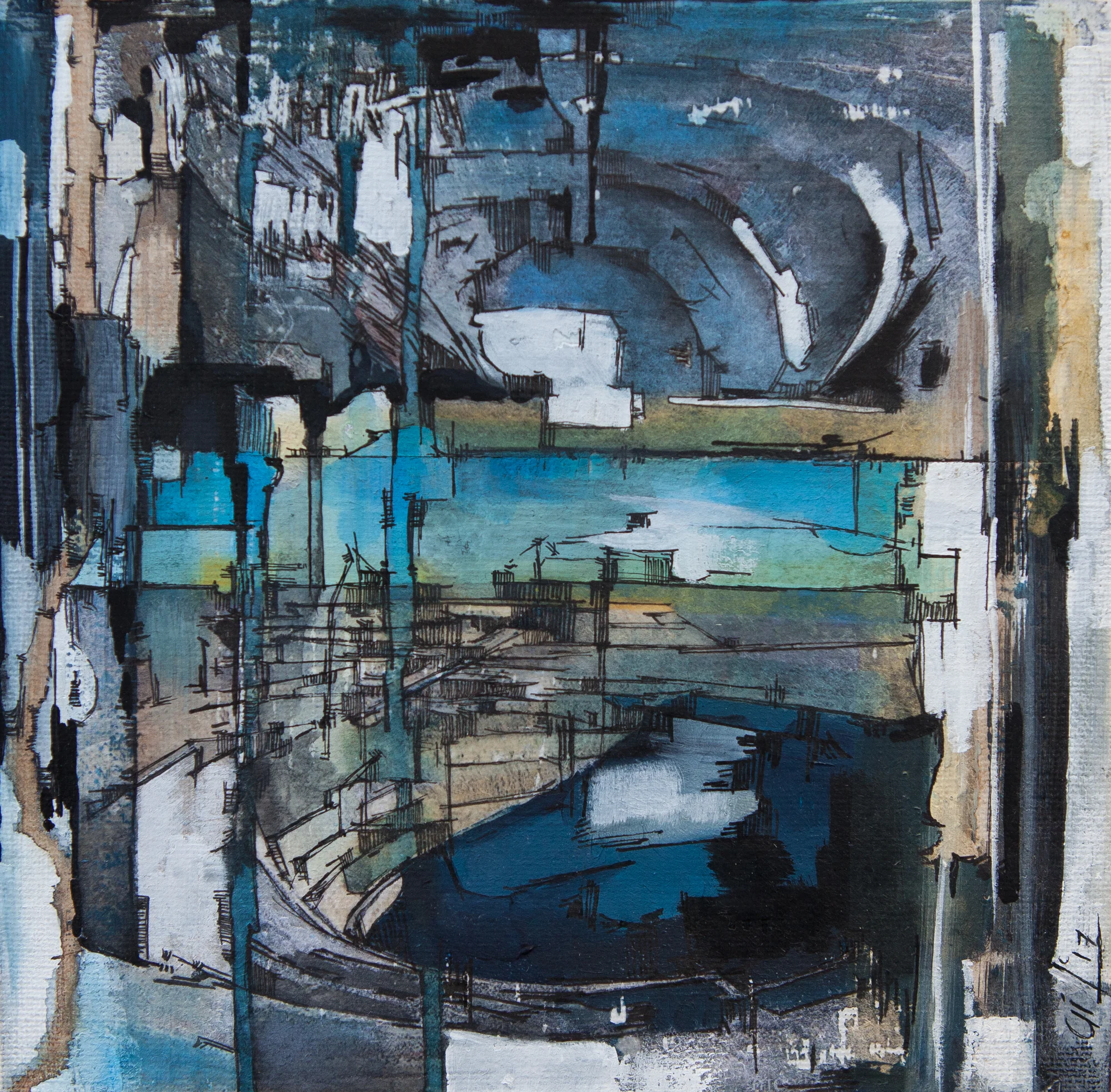   “Extractions II” 22x22cm Mixed media on Canvas (2017)  