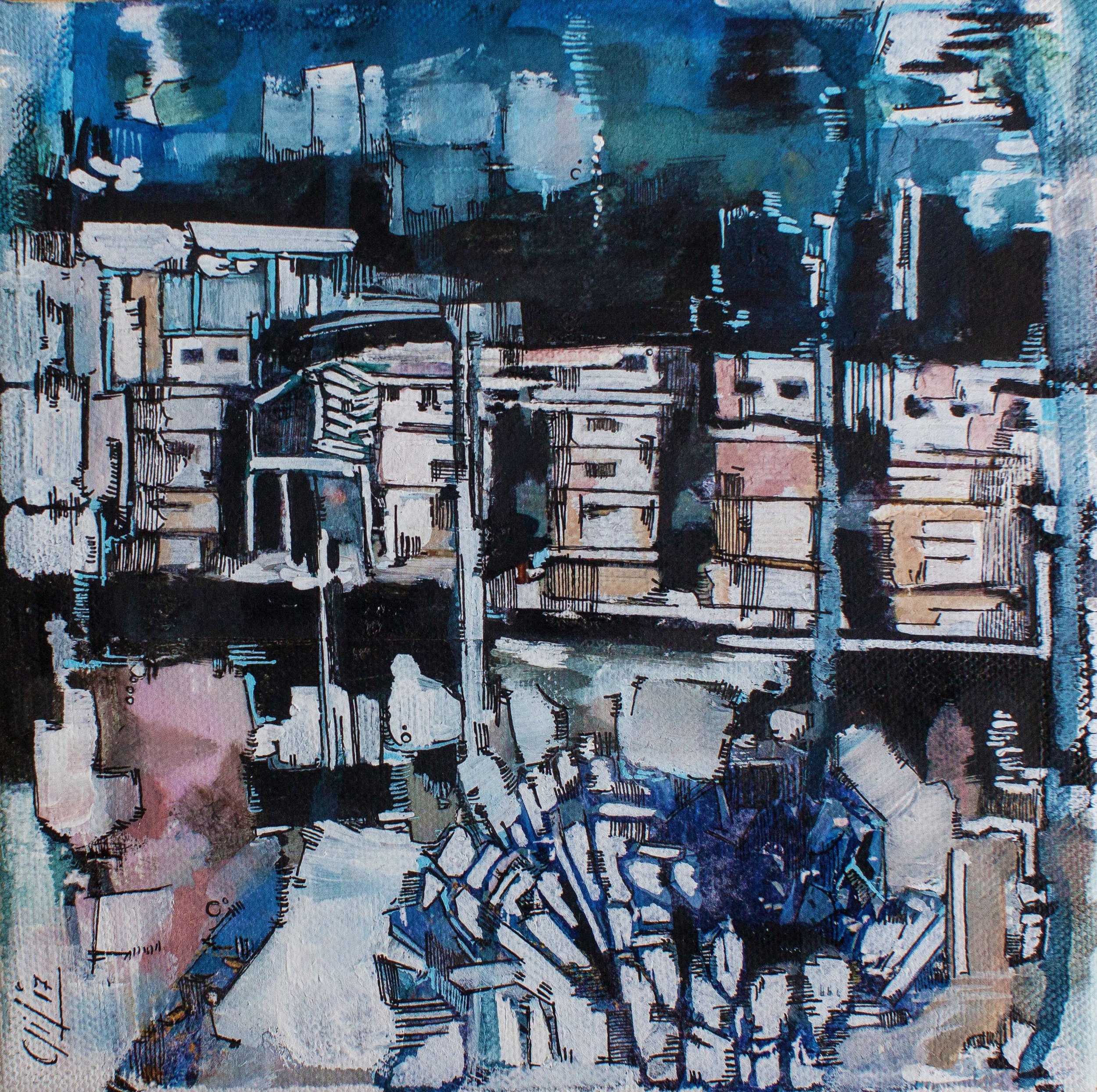   “Hive I” 22x22cm Mixed media on Canvas (2017)  