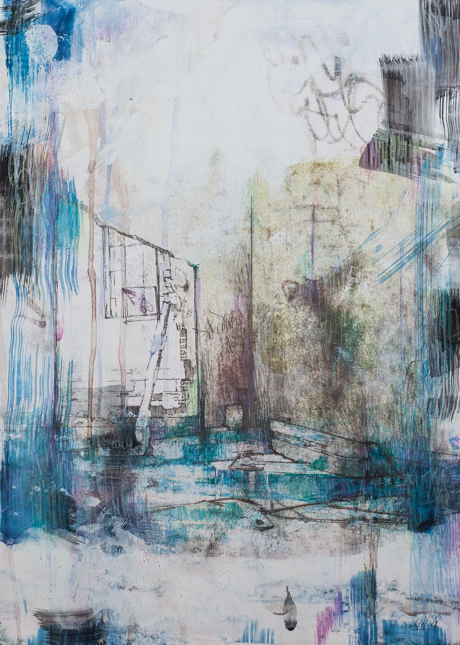 A Way Out I - Photo-transfer and mixed media on paper (30x42cm)