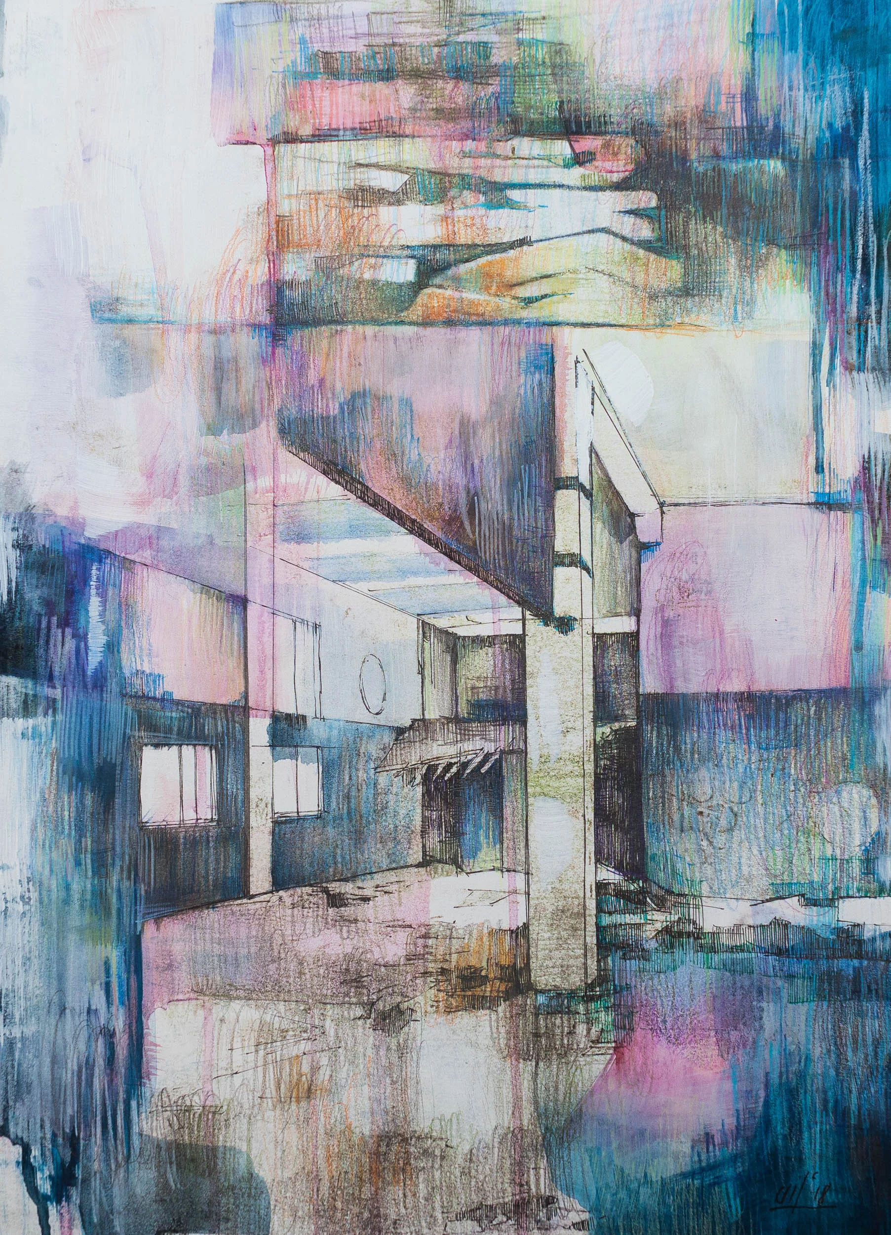 Multileveled I - Photo-transfer and mixed media on paper (30x42cm)