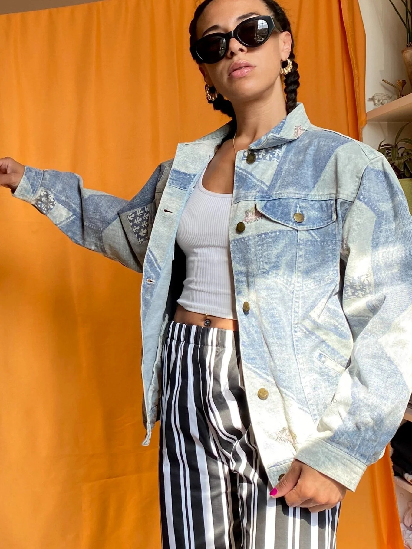 Vintage 90s Fiorucci Cherub Print Denim 