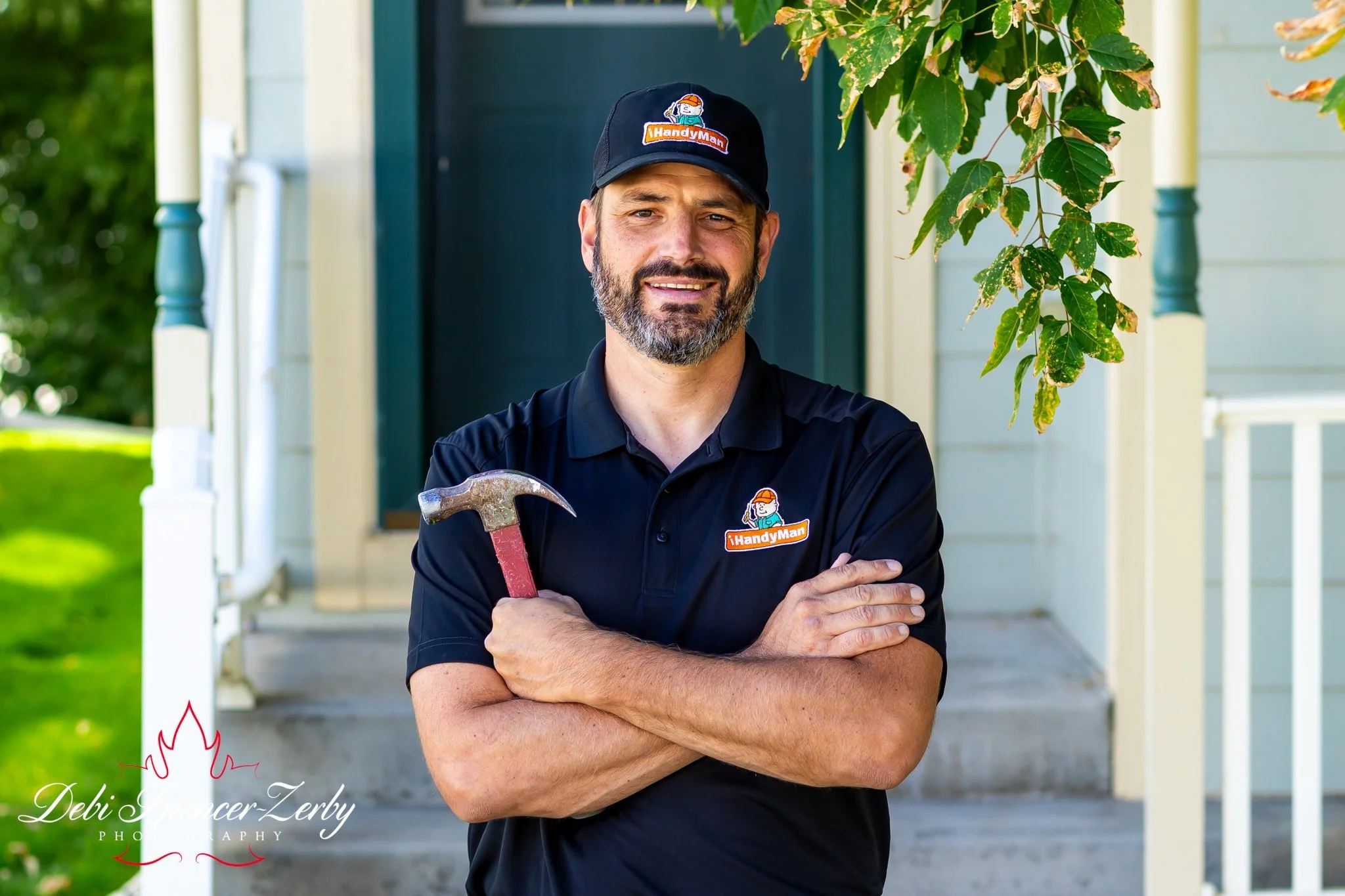 Handyman posing for professional small business photography session.