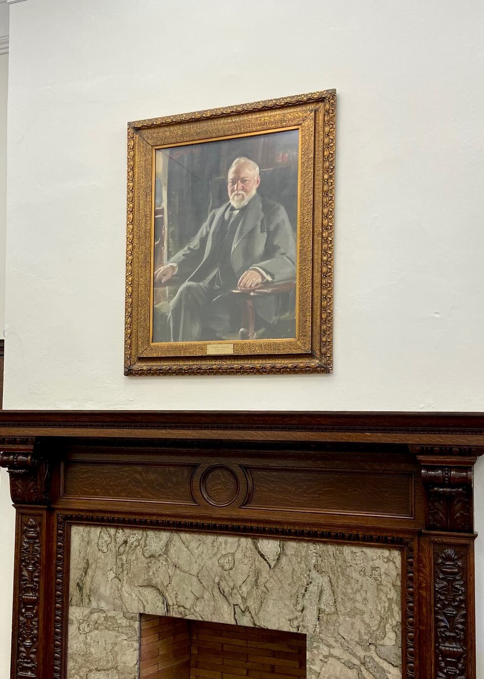  Portrait of Andrew Carnegie at the library. 