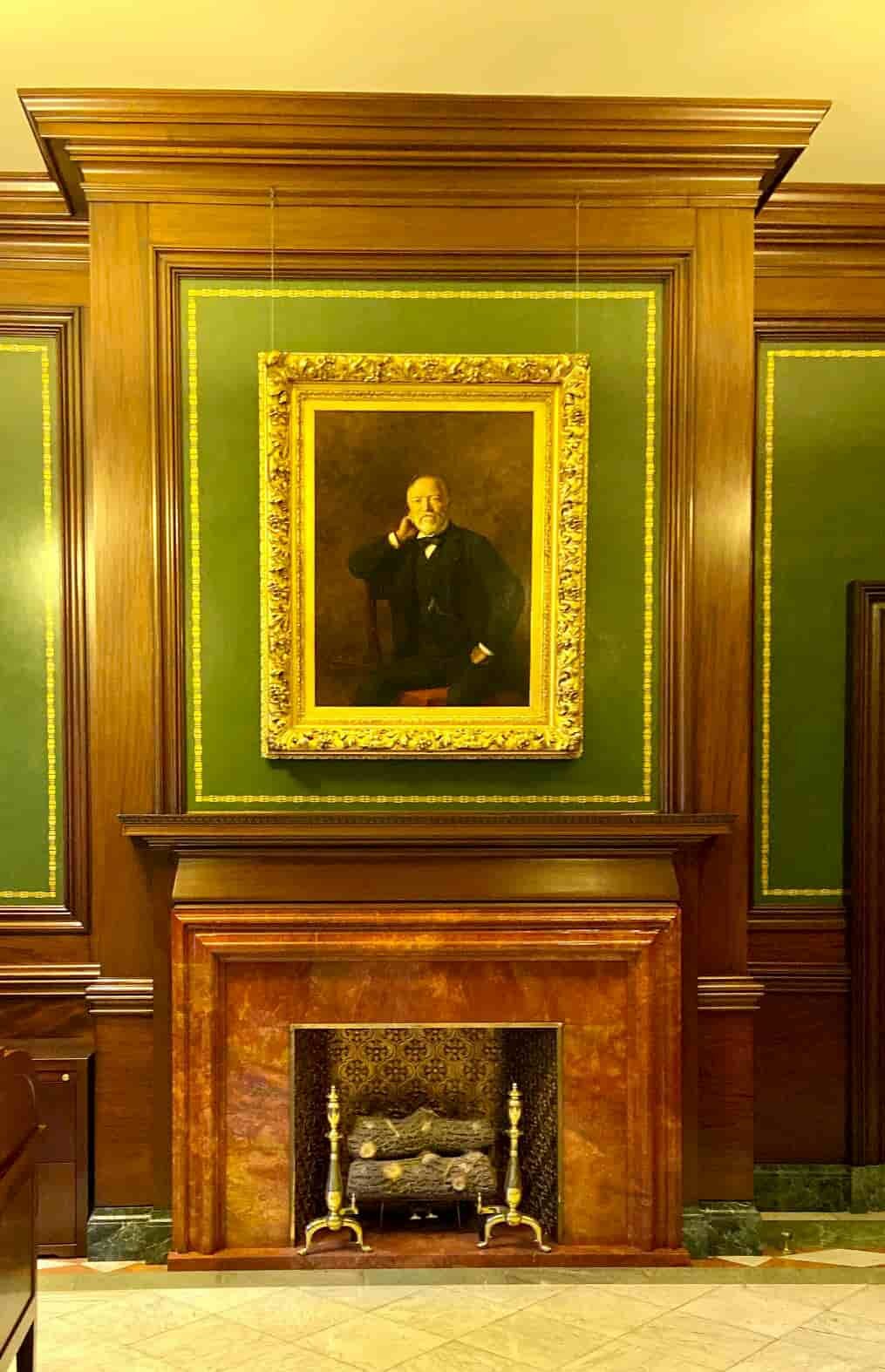  A portrait of Andrew Carnegie hanging at the museum. 