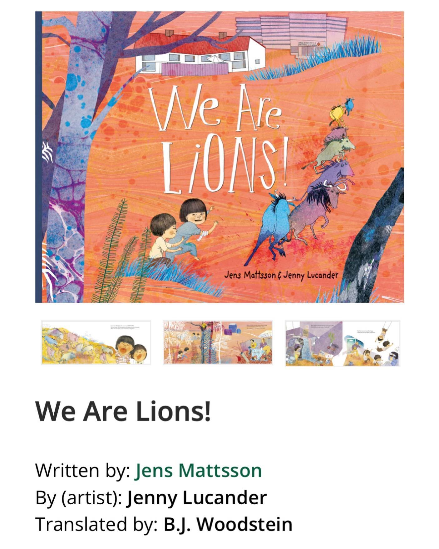 Roooaar! Wohoo! We are lions now in English at @groundwoodbooks. Translated by @bjwoodstein ❤️🦁🦁❤️ @koja @skrivarjens Thank you all for the amazing work! #jennylucander #vi&auml;rlajon #wearelions #illustration #picturebook