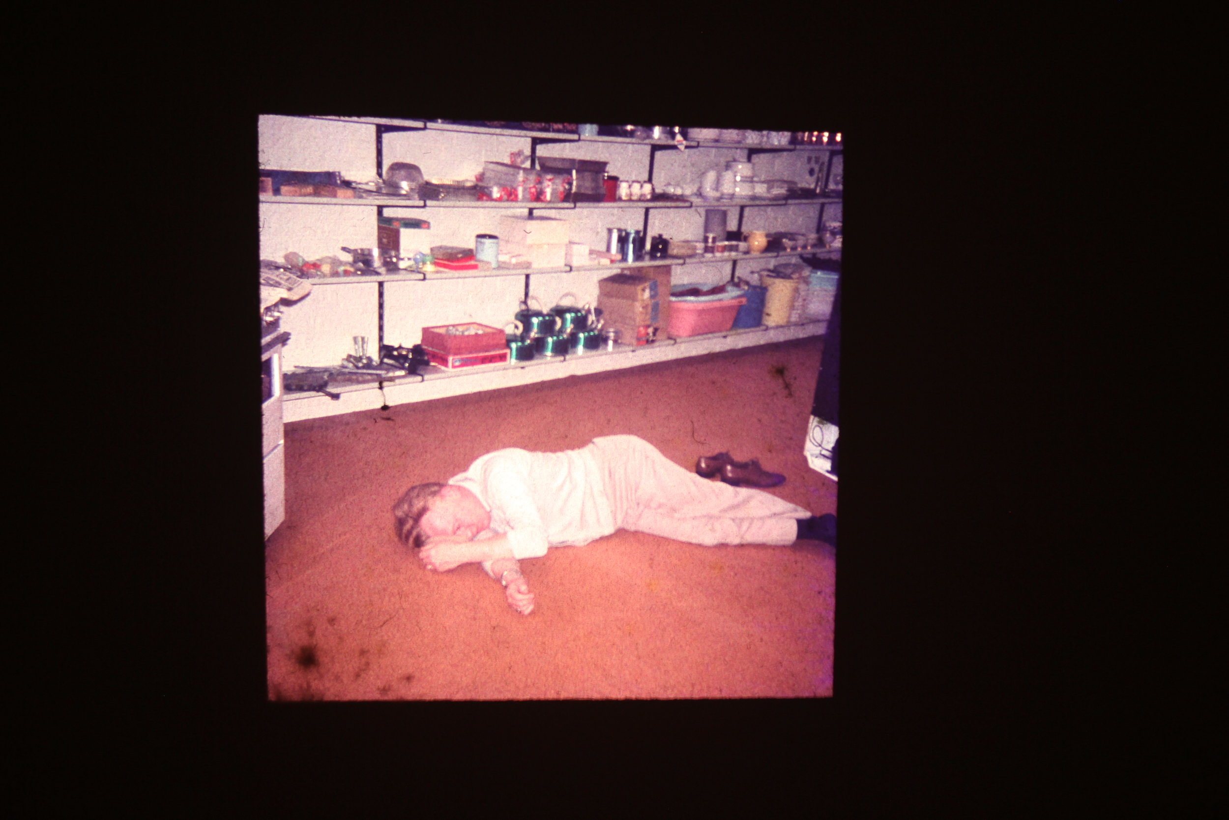 Grandfather lying down, projection from performance piece, 2015