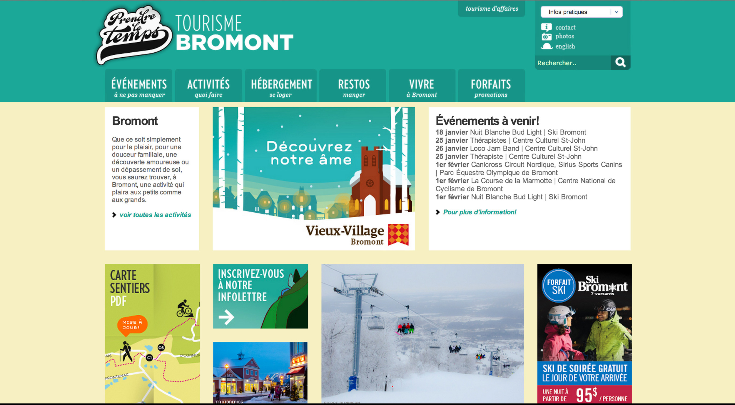 Programmation + Intégration Web - Tourisme Bromont