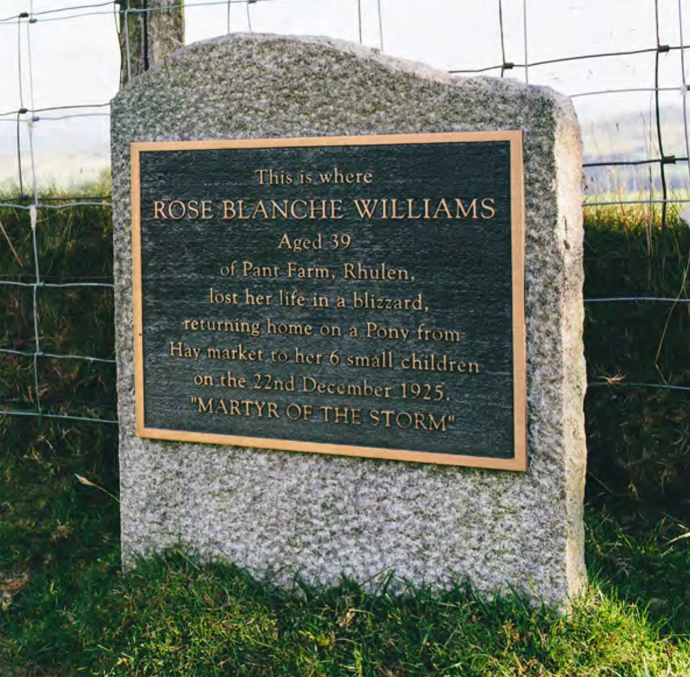 Memorial stone on Llanbedr Hill
