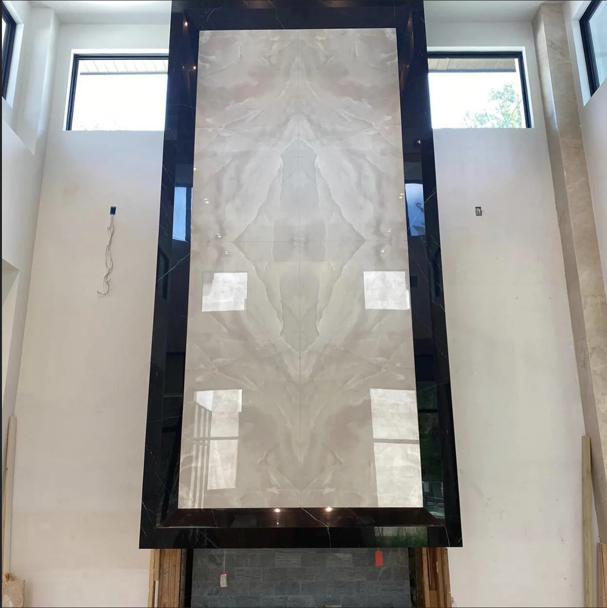  Materials:  Inset: Onyx Ice Polished 6mm   Border: Black Marquina Polished 6mm 