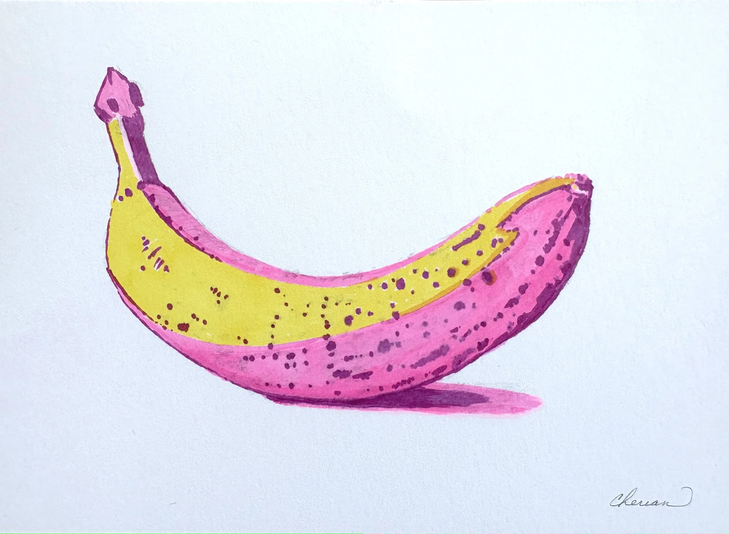 Pop Art Banana in Yellow/Pink